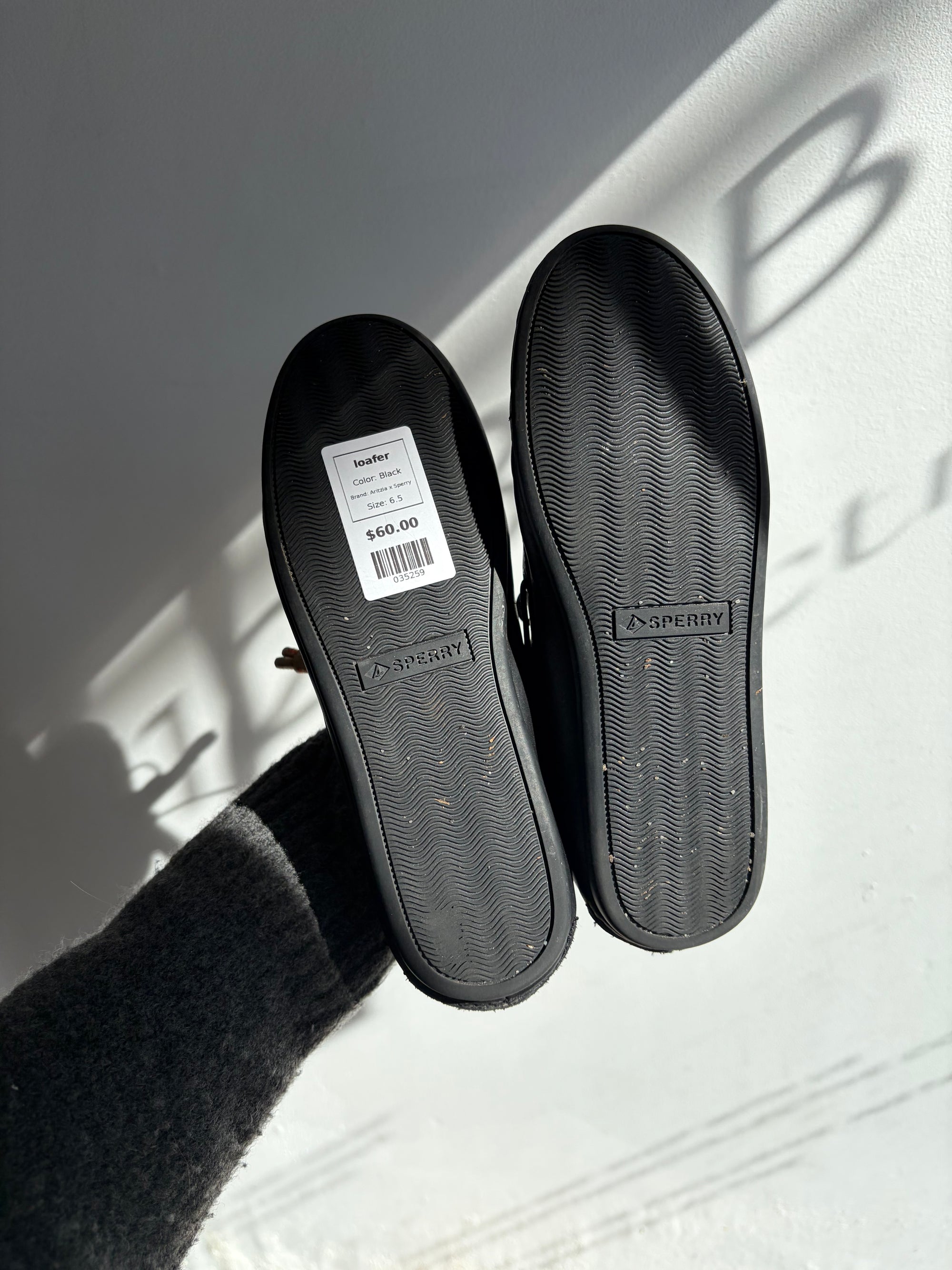Aritzia x Sperry, AO boat shoes, Black, 6.5