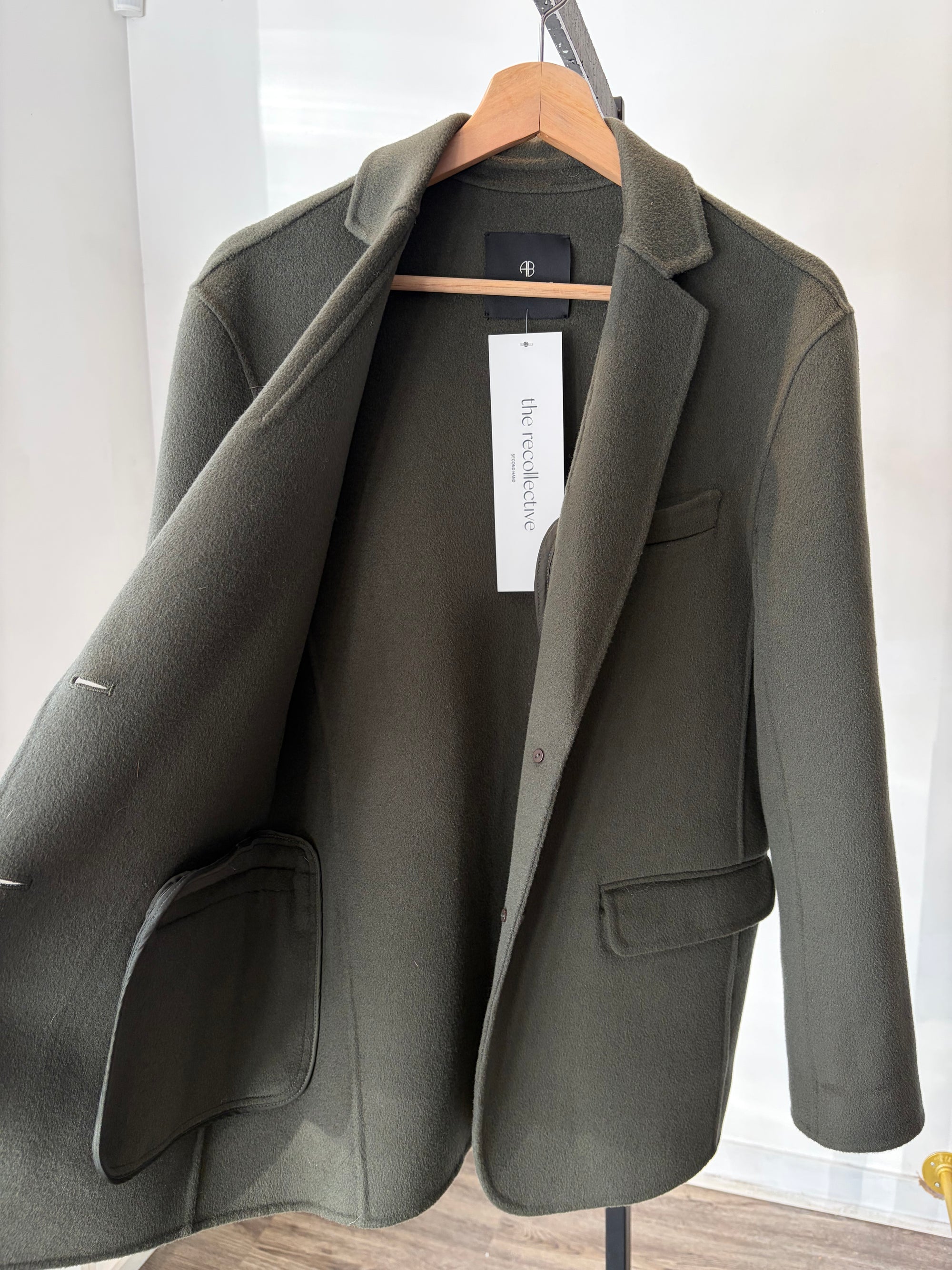 Anine Bing Quinn Blazer, Olive, XS