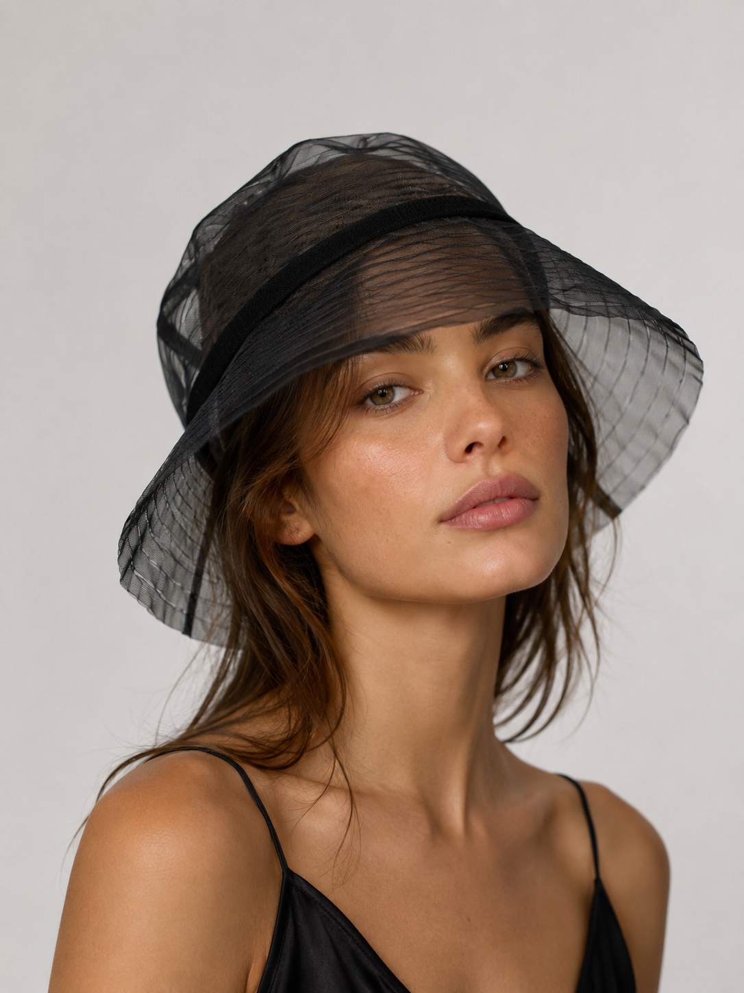 IDA KLAMBORN tulle bucket hat, Black