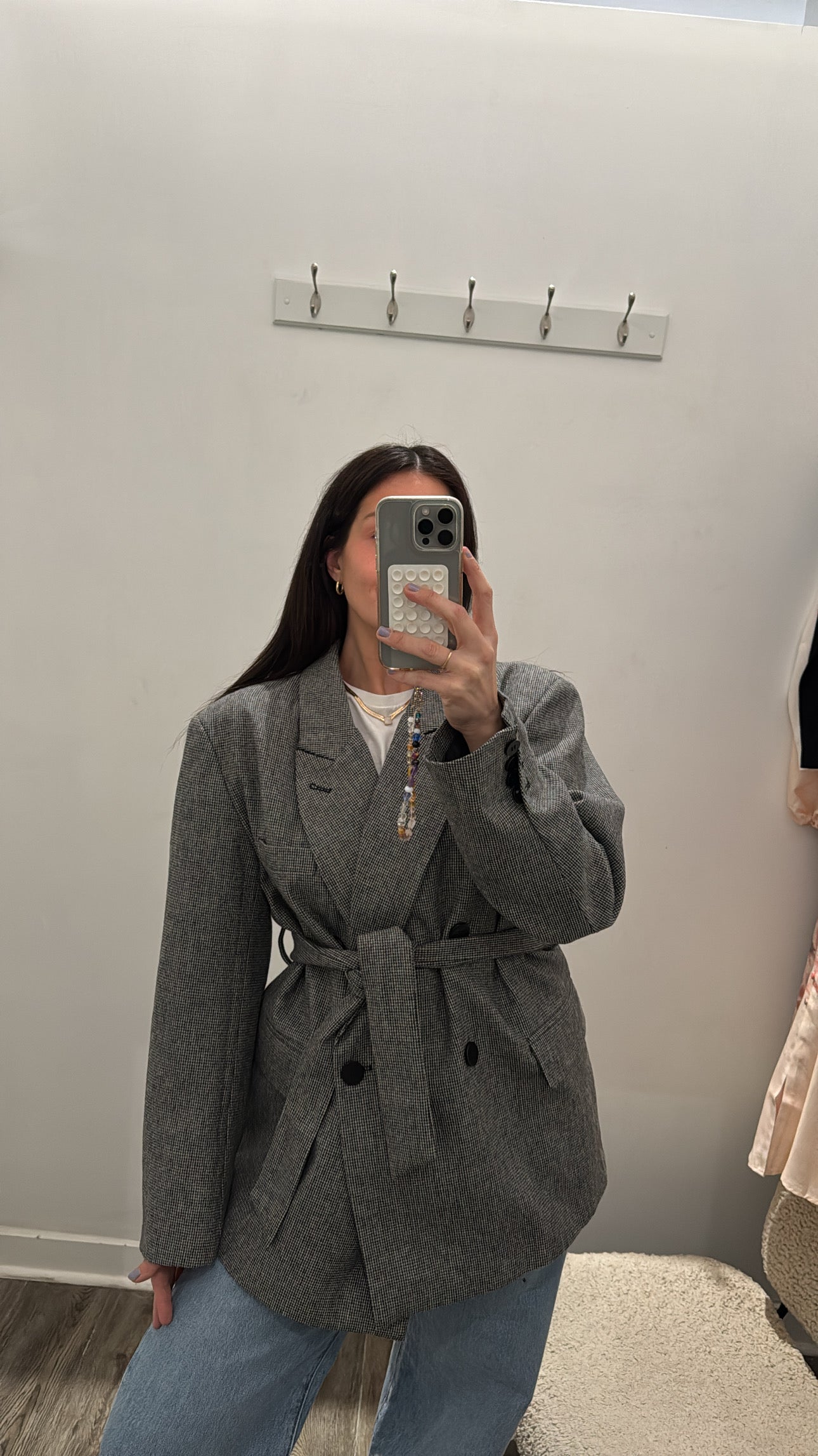 Commense Blazer Houndstooth , Grey , Medium