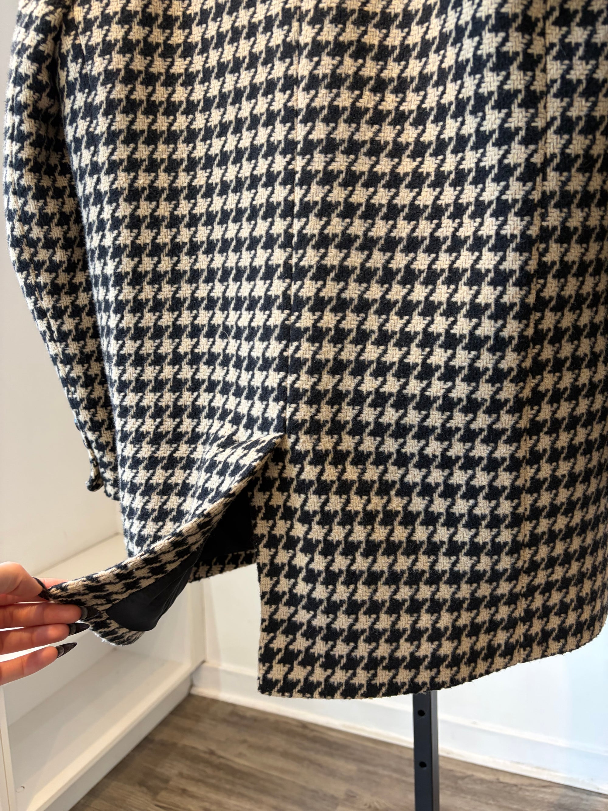 Anine Bing Kaia Blazer, Houndstooth, Black Cream, XS