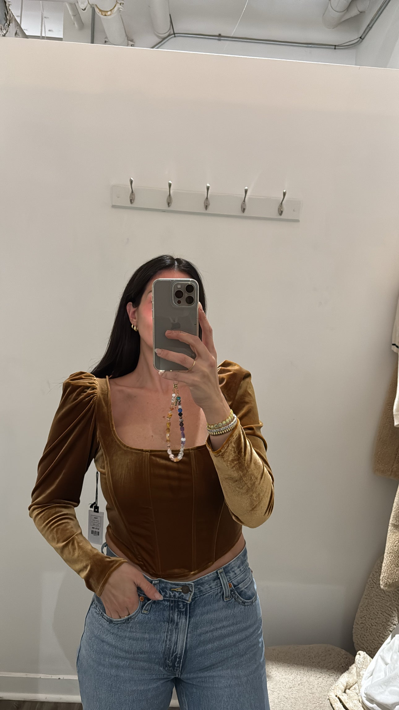 ASTR the Label Ashbury Velvet Corset, Gold, Large