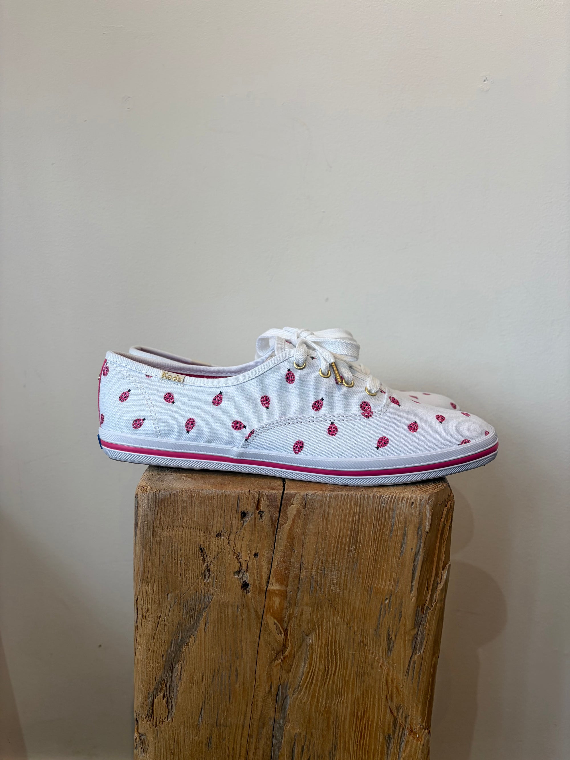 Keds x Kate Spade,White and Pink Ladybug Print, W8