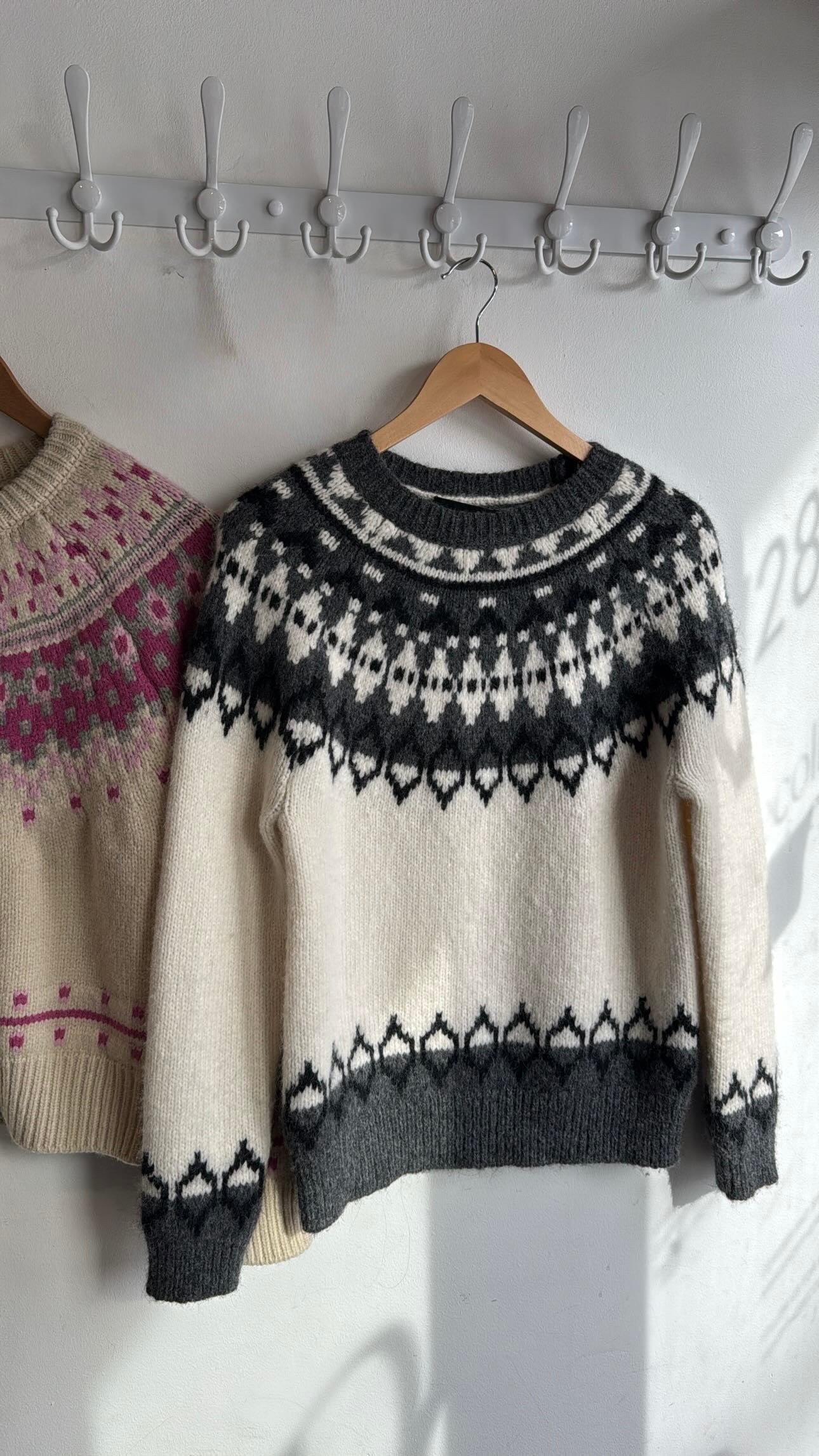 Nili Lotan fairisle sweater, White Grey, XS