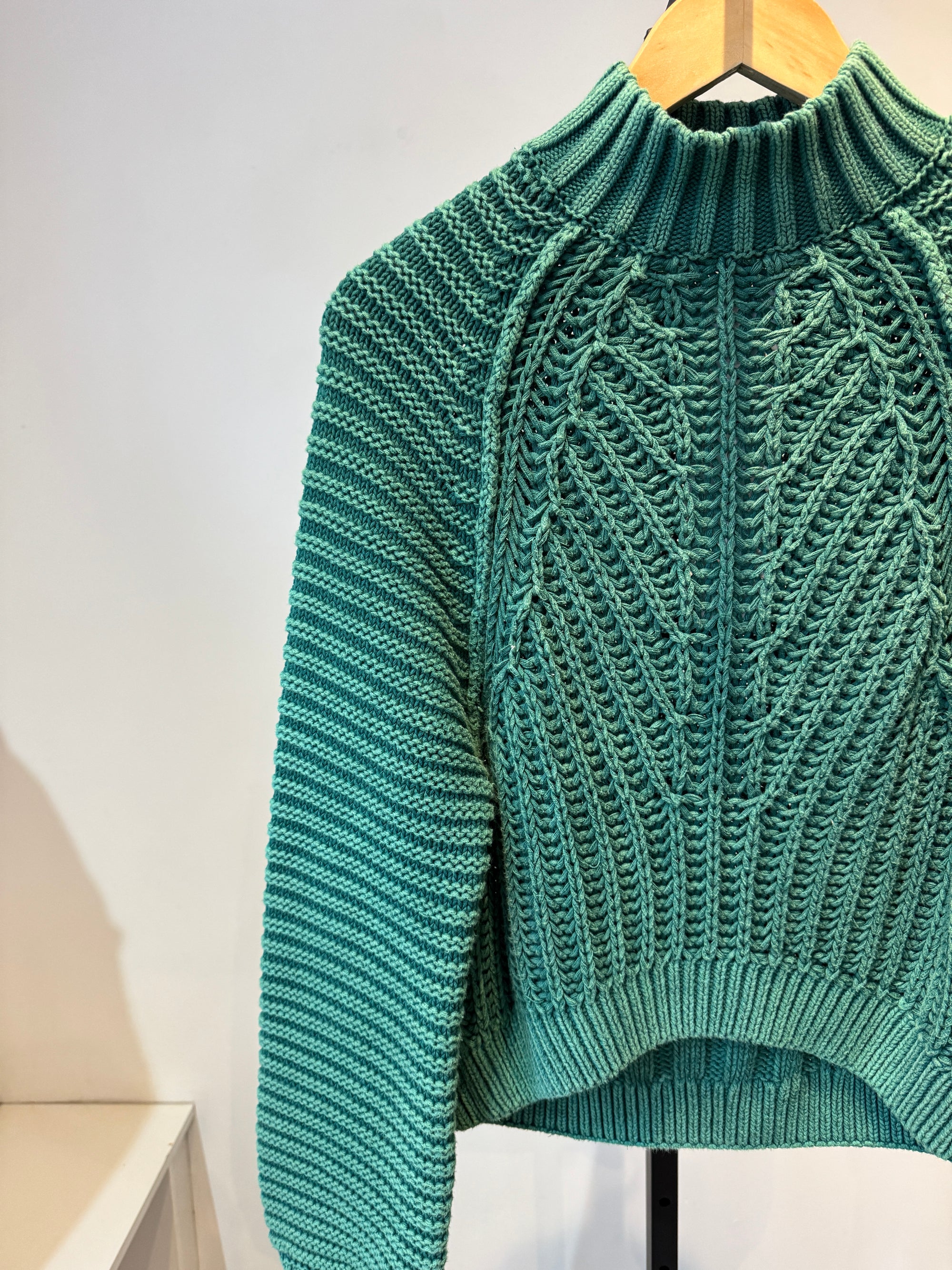 Free People chunky knit mock neck sweater, Green, XS