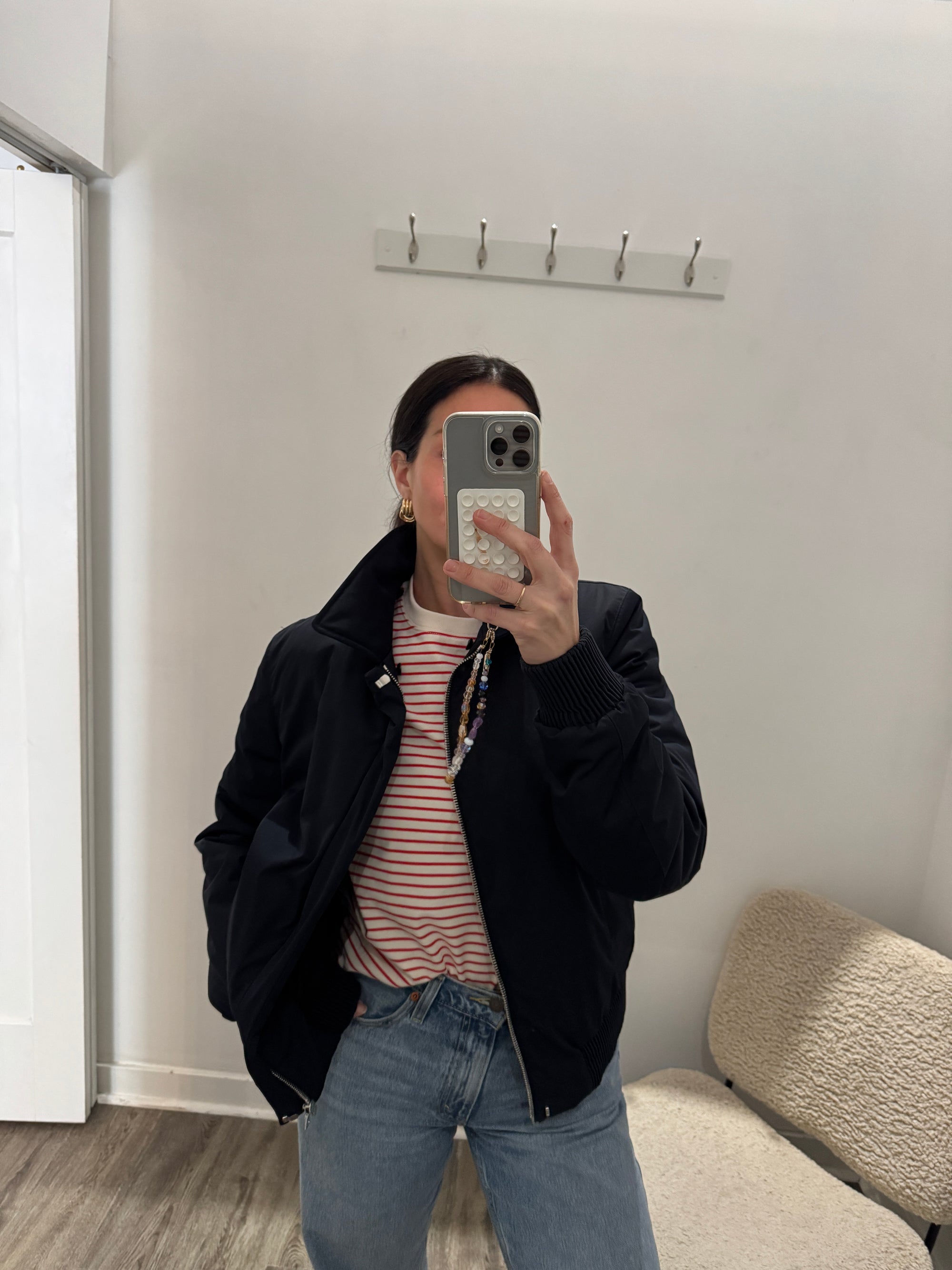 Sandro Paris bomber jacket, Navy, Large