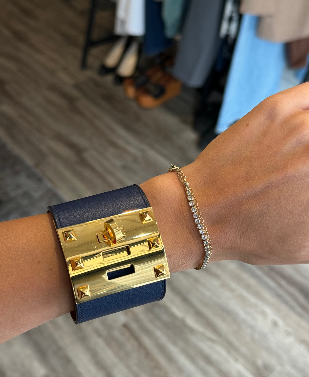 Hermes Collier de Chien bracelet, Navy