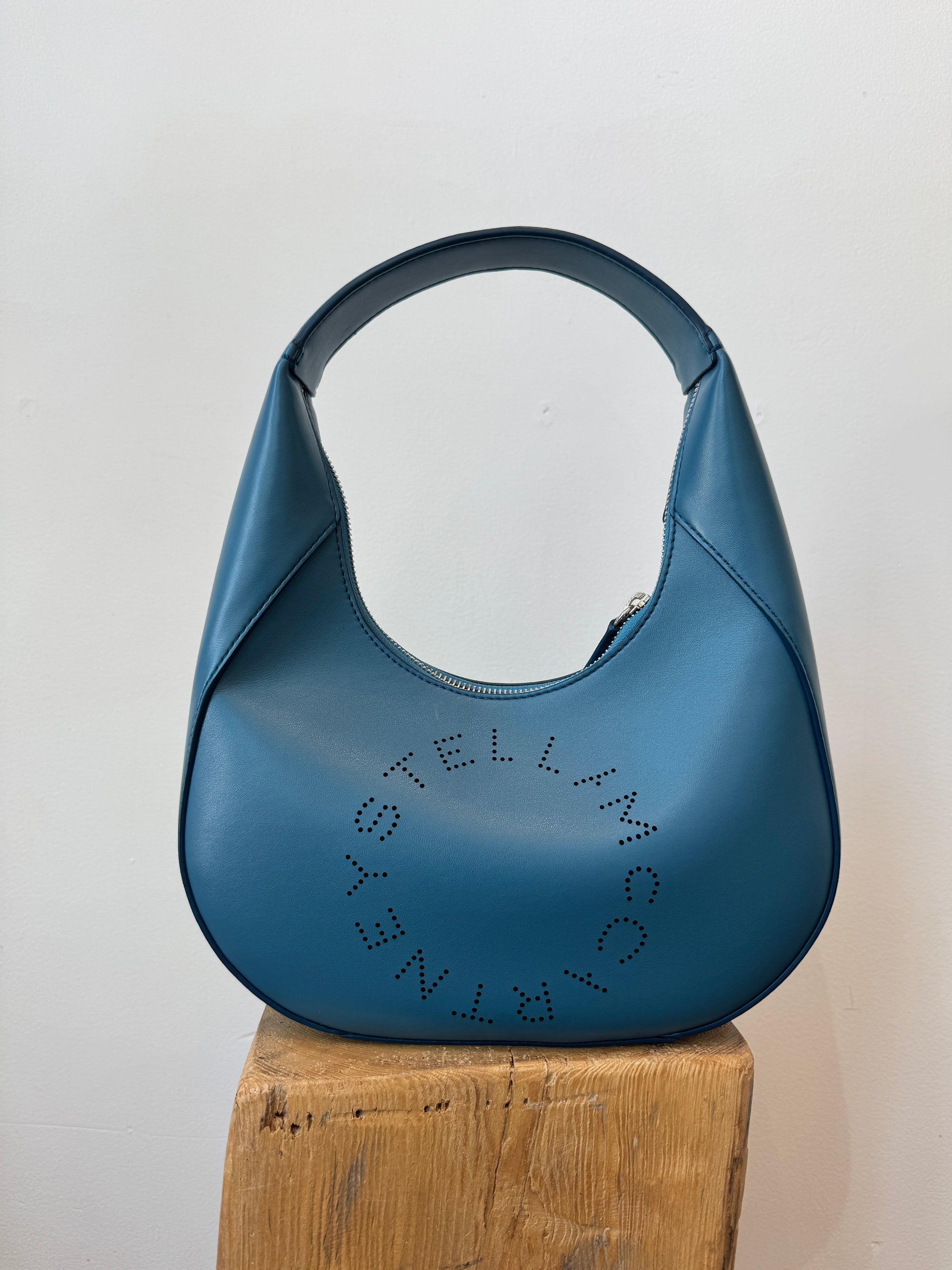 Stella McCartney Small Perforated Logo Shoulder Bag, Blue