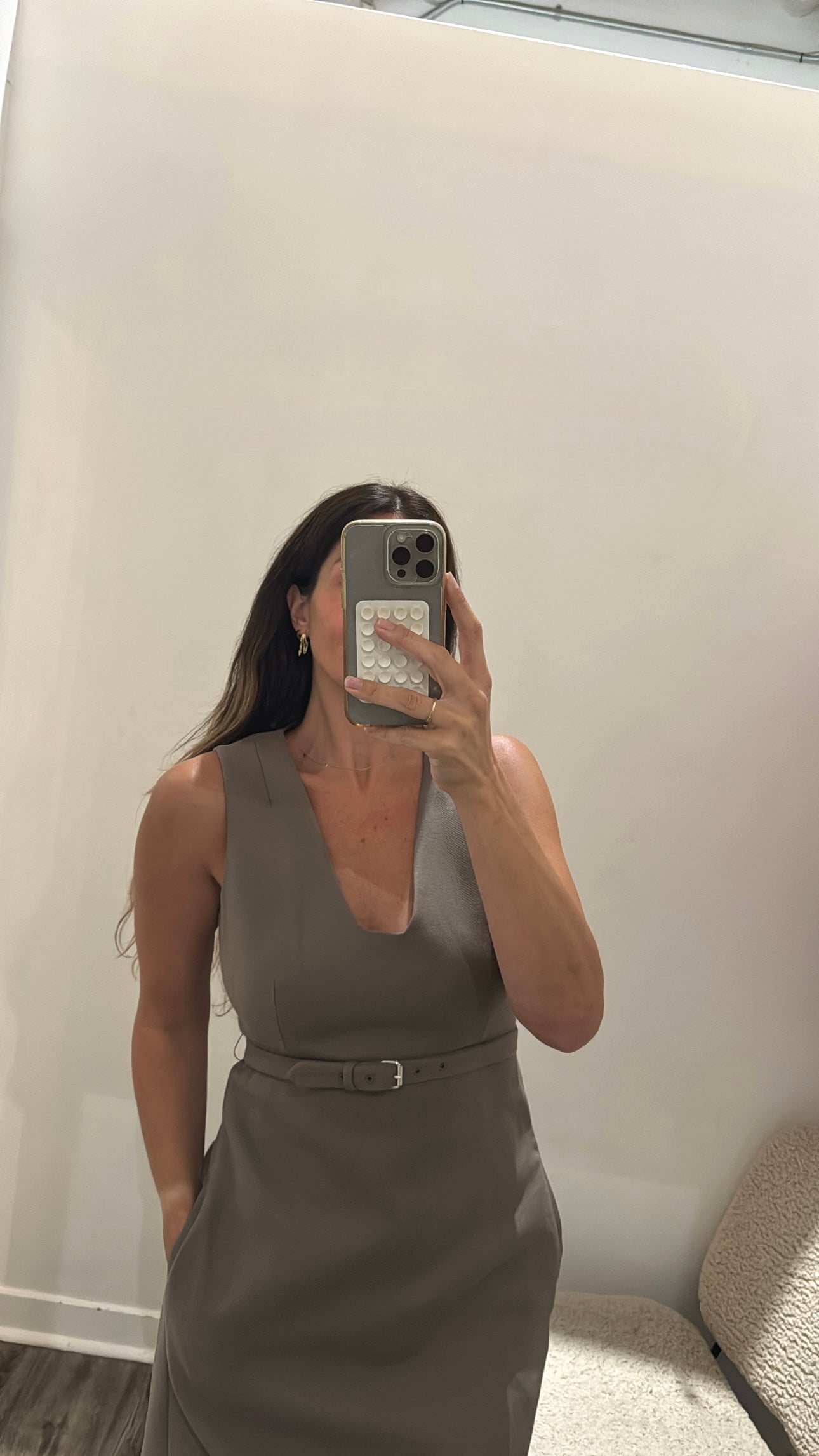 Diane Von Furstenberg belted structured midi dress, taupe, 10