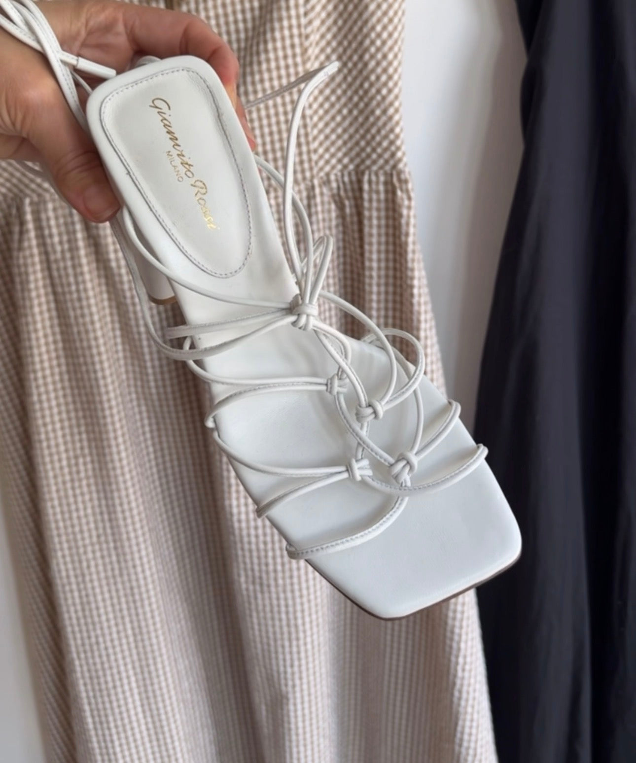 Gianvito Rossi Strappy Heels, White, 39.5