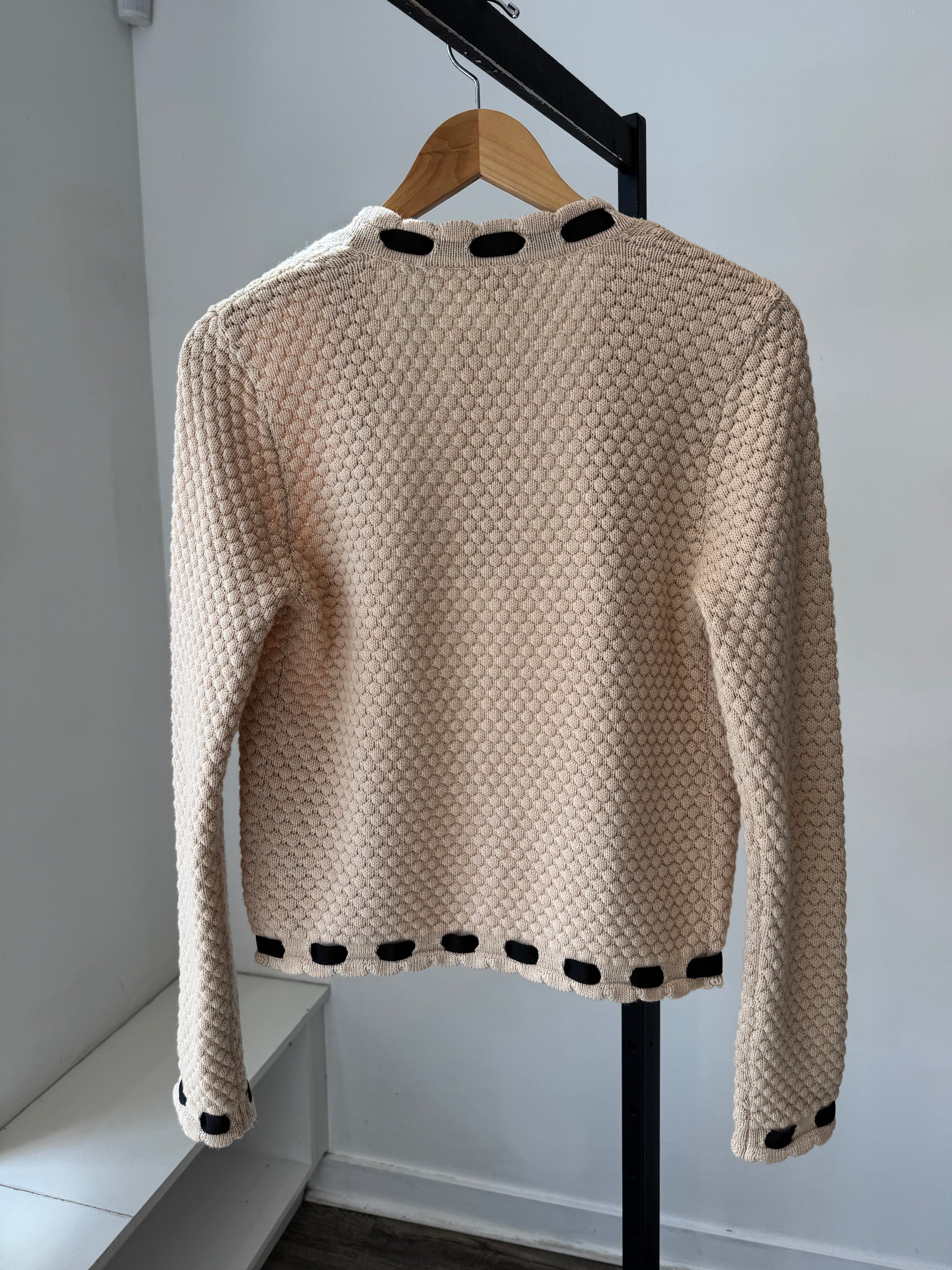 L'Agence Astor Open Knit Cardigan Beige, XS