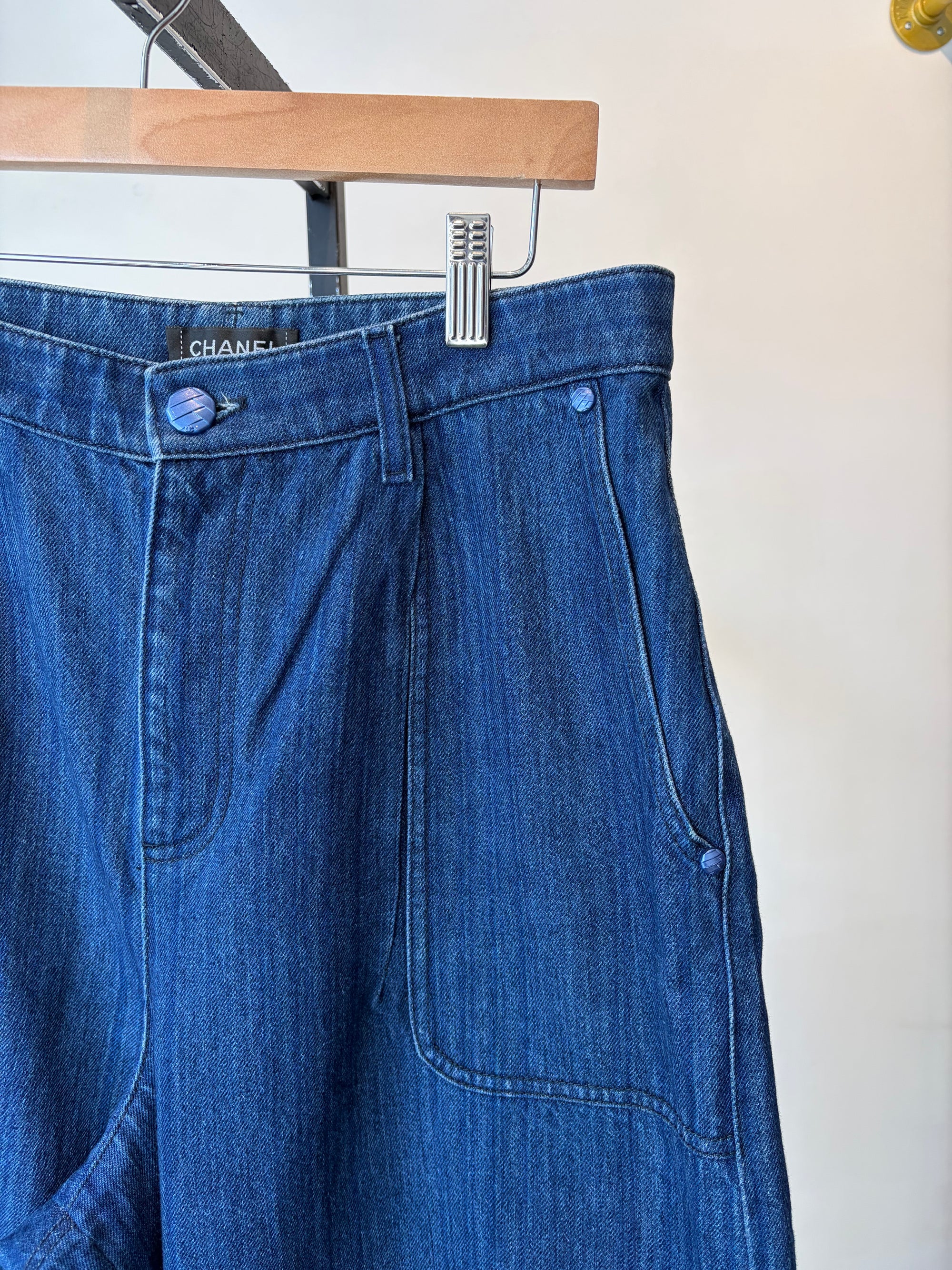 Chanel High Rise Wide Leg Jeans, 42