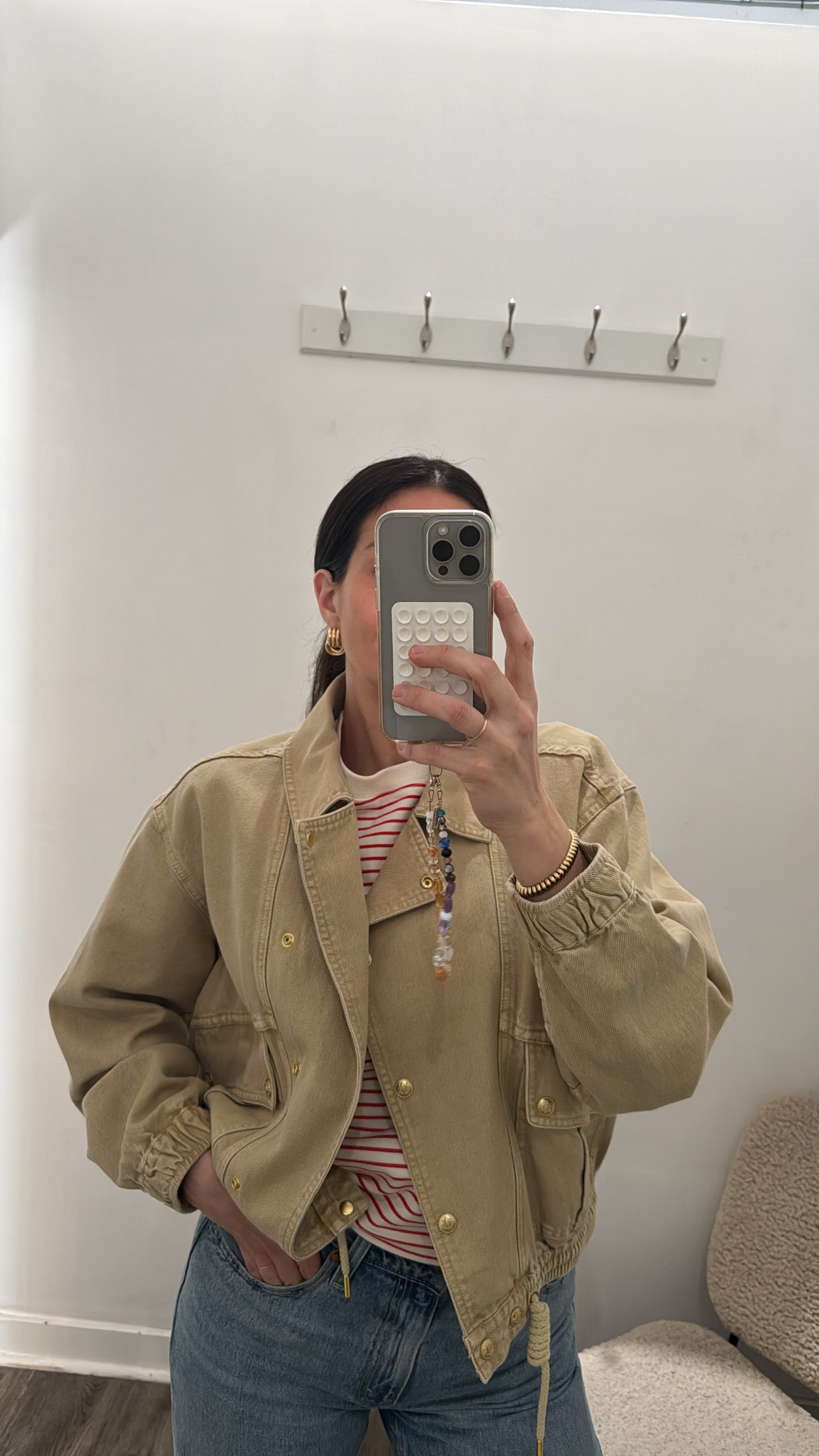 J Crew Relaxed Military Style Canvas Jacket, Beige, Medium