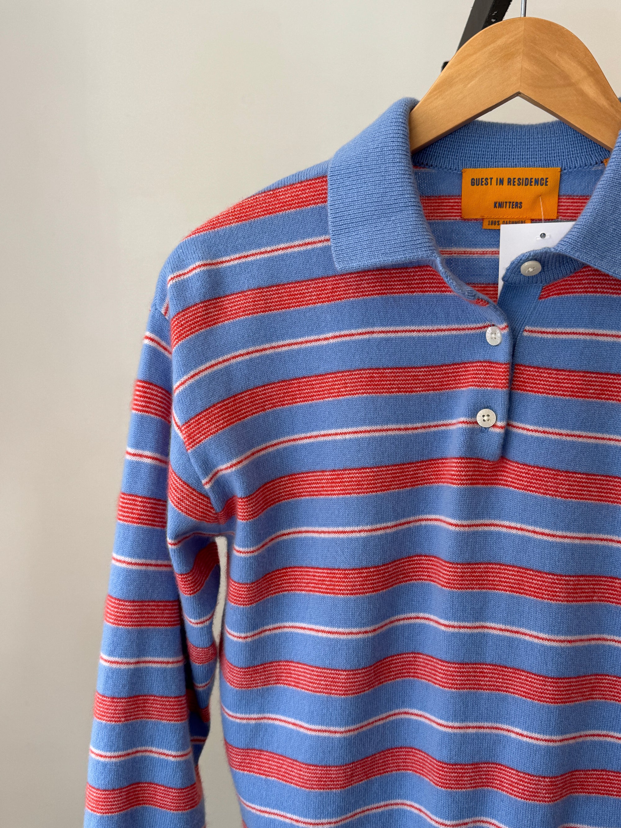 Guest in Residence Cashmere Polo Sweater Blue, XS