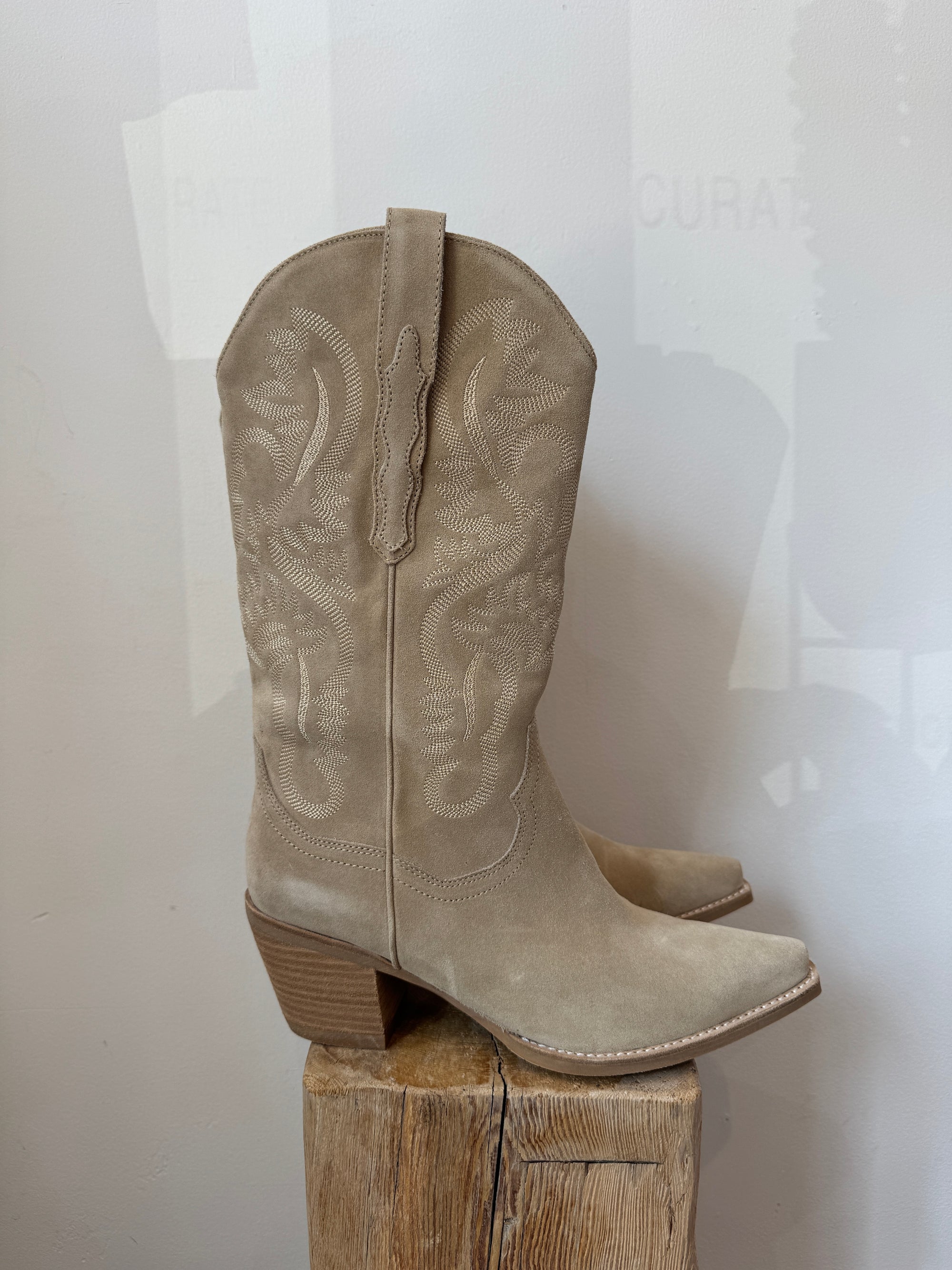 Jeffrey Campbell western suede boots, Tan, 10