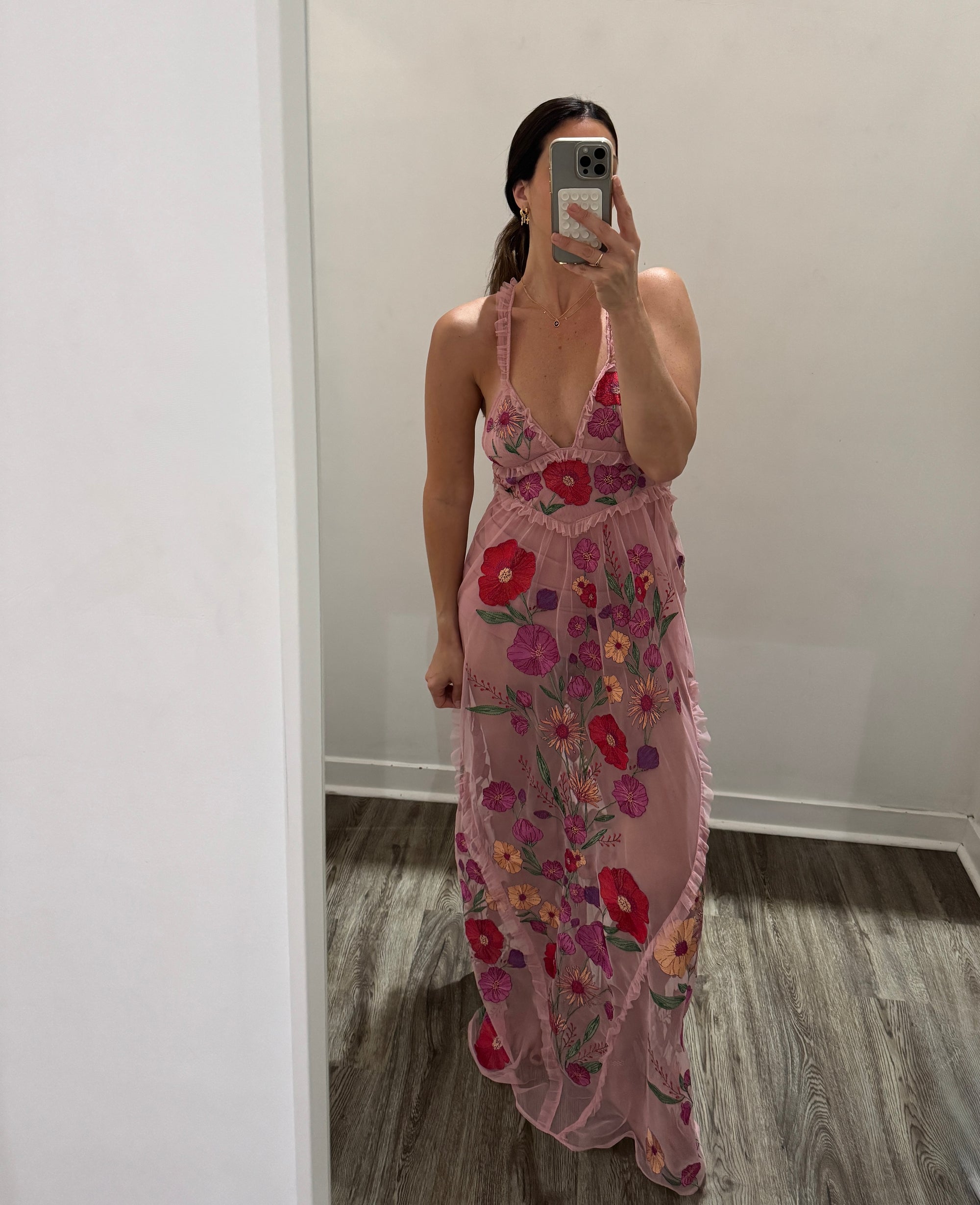 for love and lemons sheer maxi dress For Love & Lemons Sheer Lace Maxi Dress / Size XS