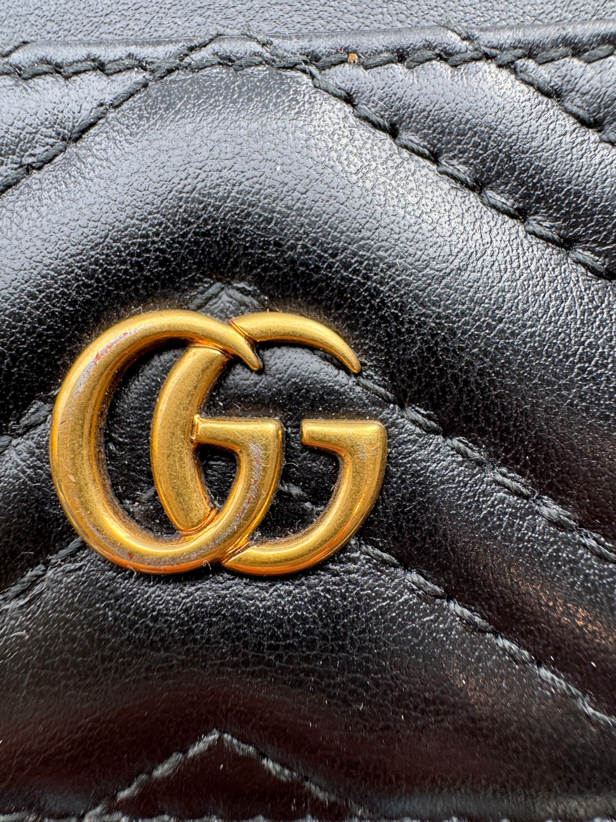 Gucci Marmont Card Holder, Black/Gold