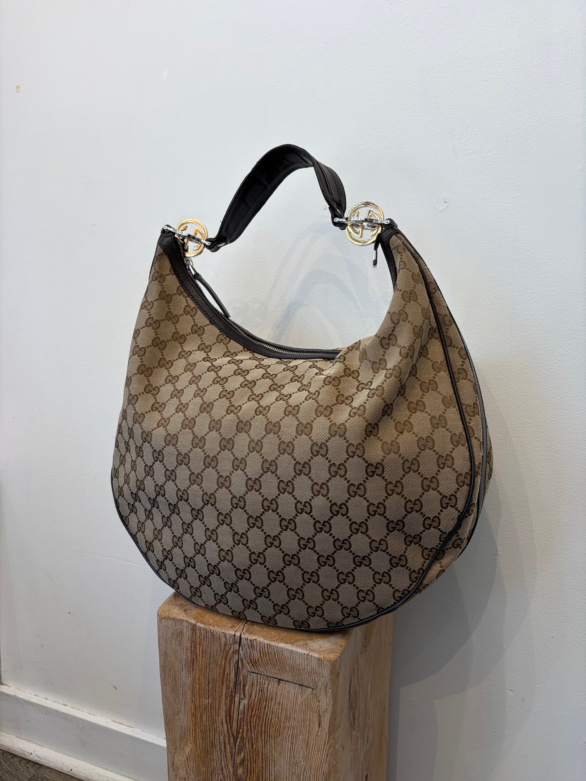 Gucci Large Twins Hobo Bag, Brown, Large