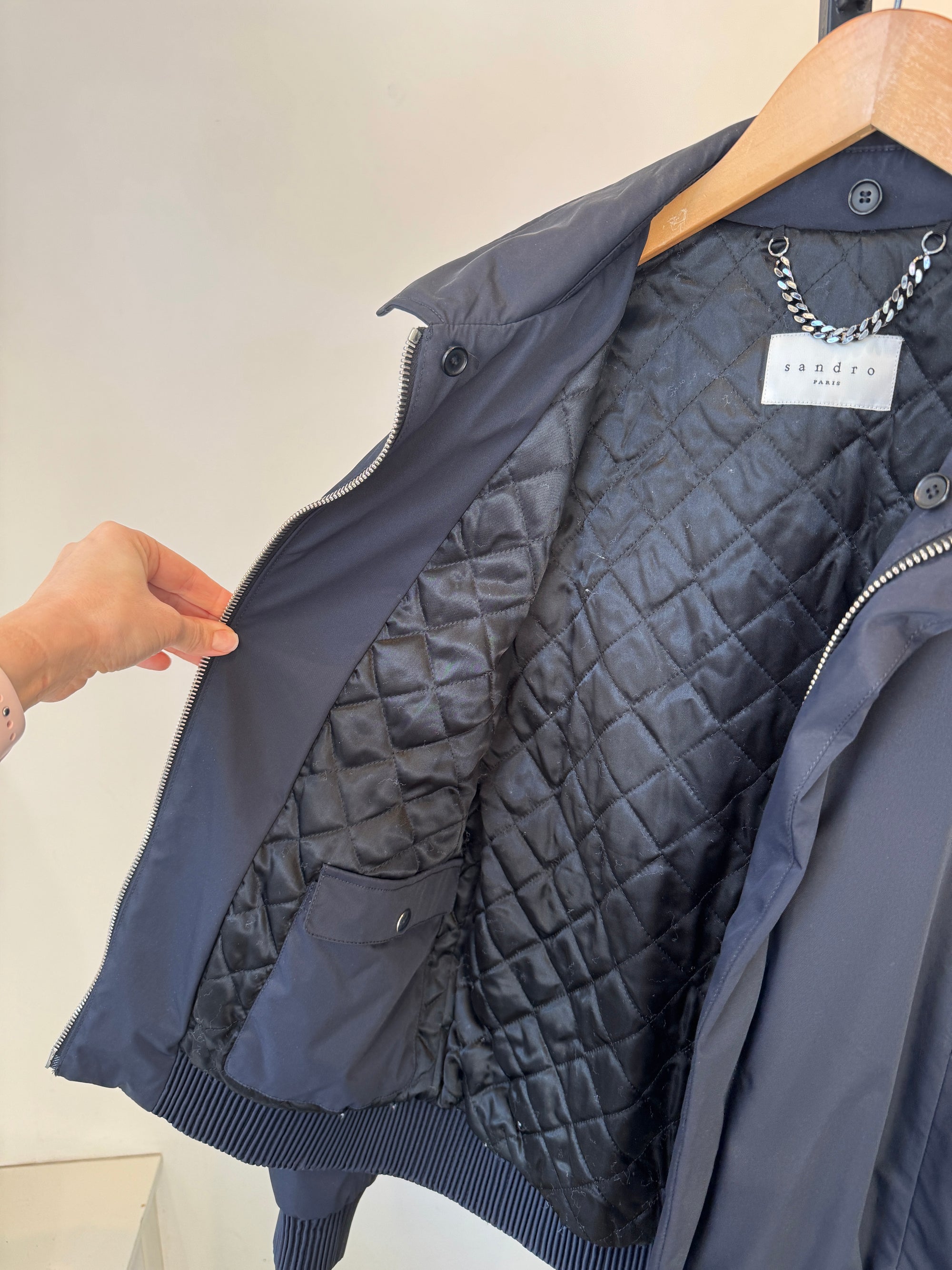 Sandro Paris bomber jacket, Navy, Large