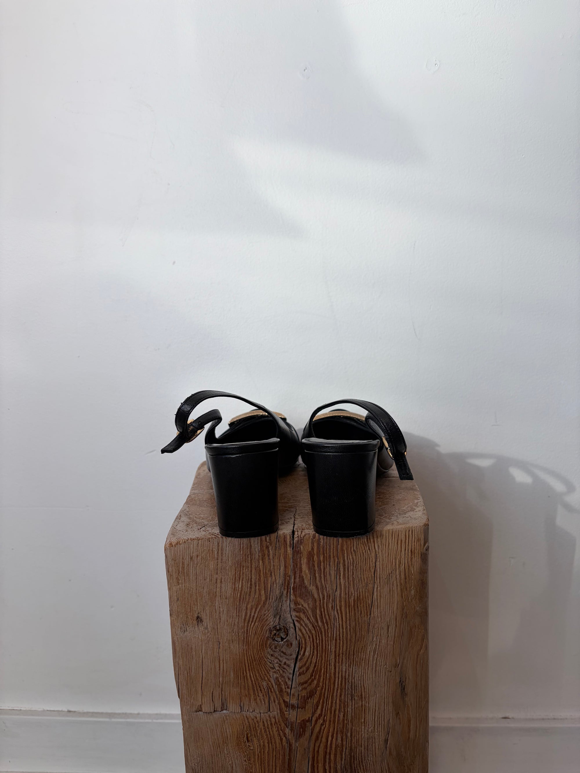 Browns Couture, Slingback Heels With Gold Hardware, 38.5