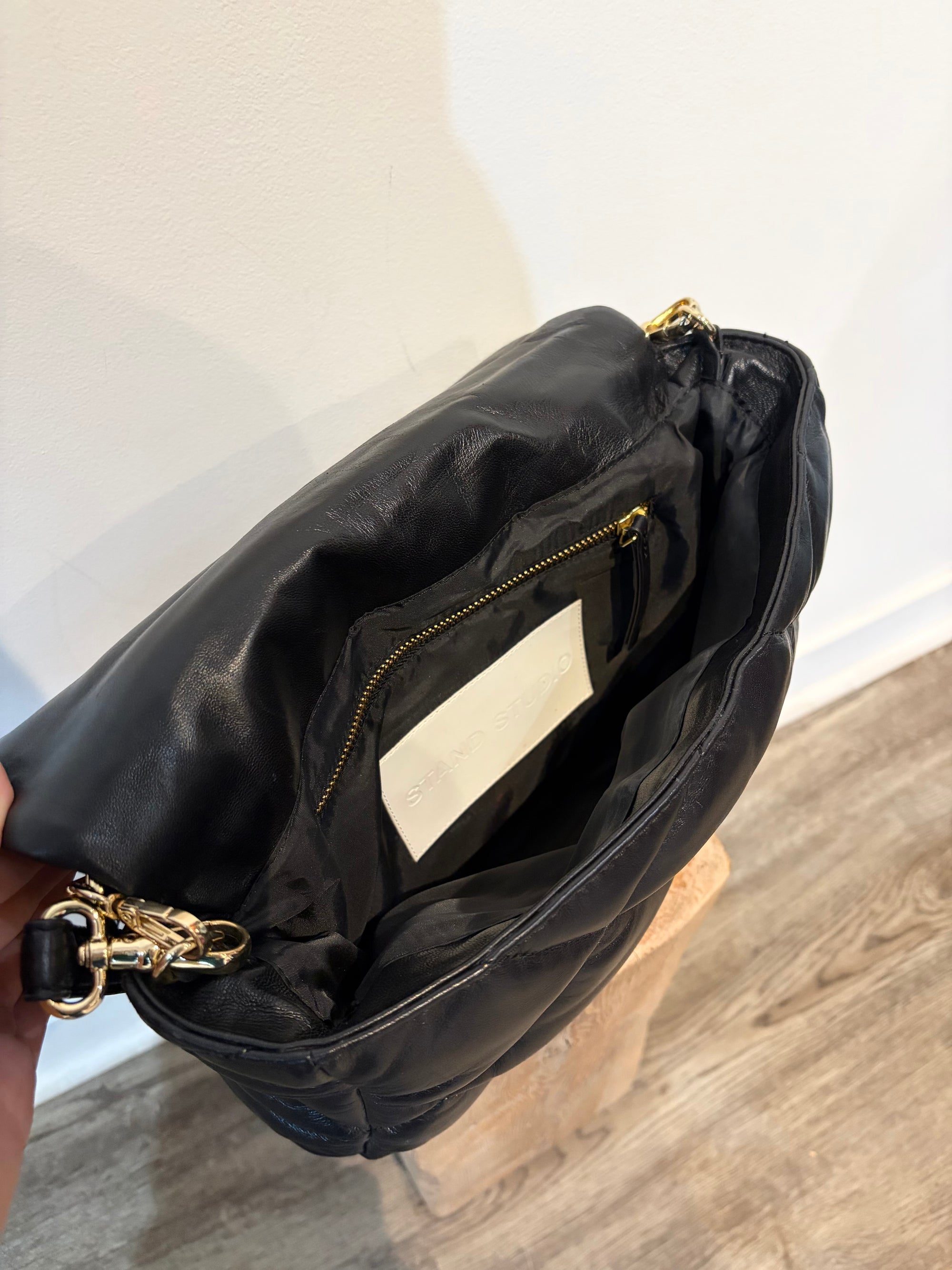 Stand Studio Brynnie Quilted Lamb Leather Handbags Black