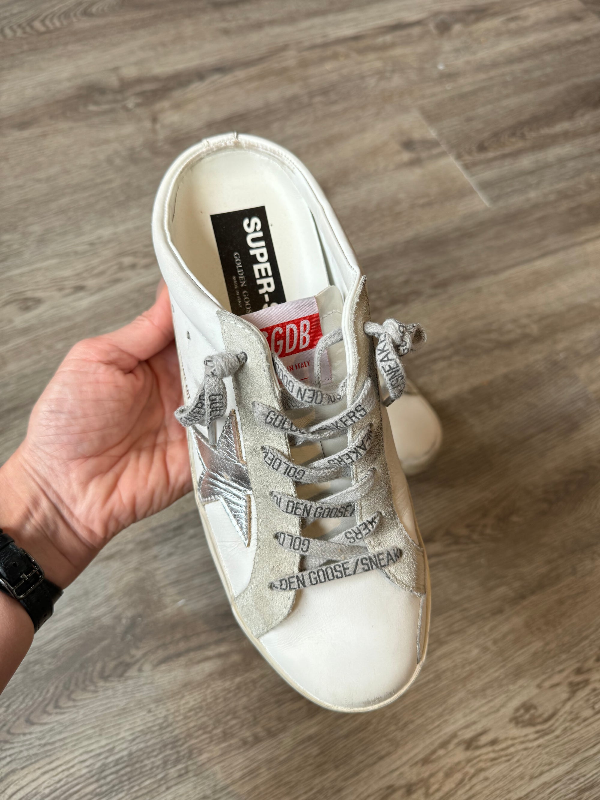 Golden goose white & silver superstar sneakers online