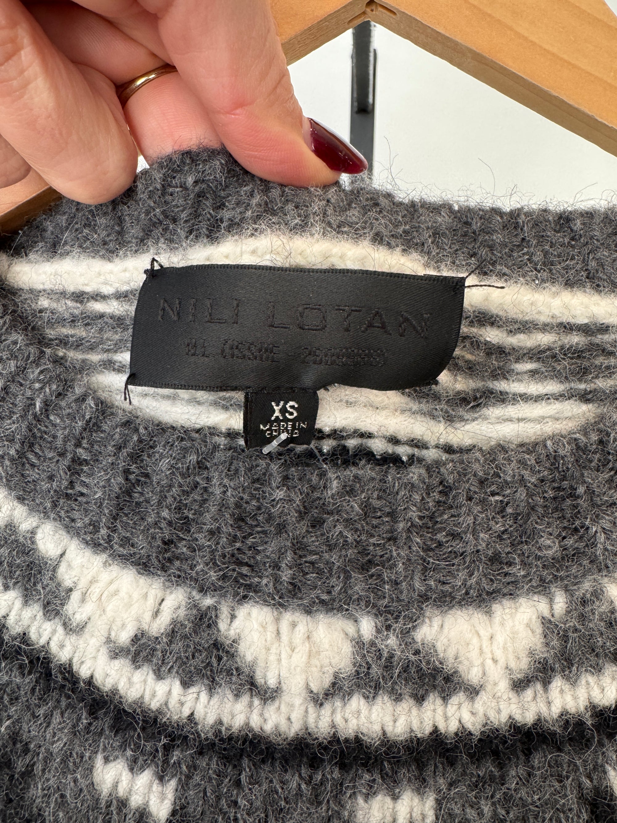 Nili Lotan fairisle sweater, White Grey, XS