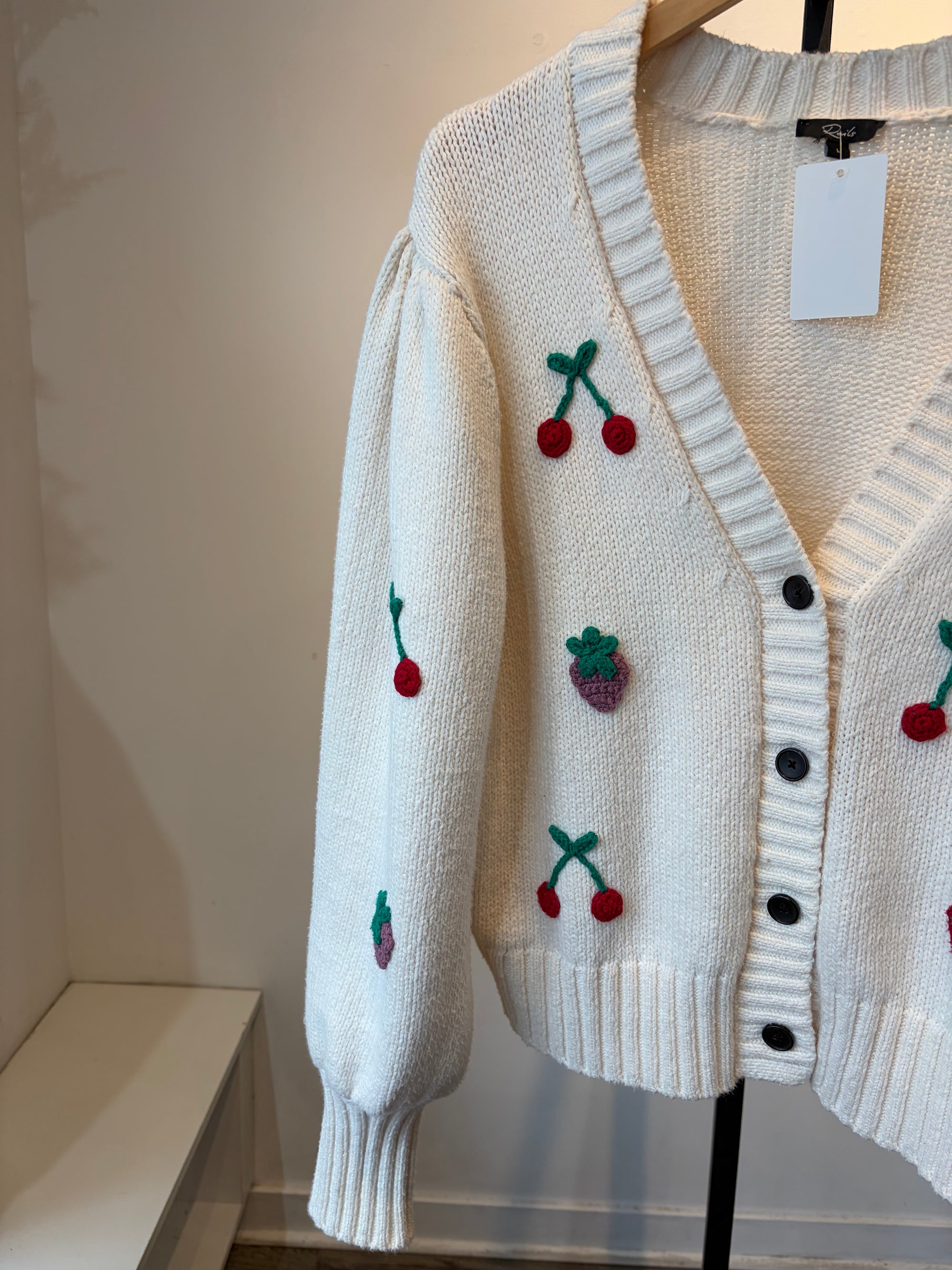 Rails Esther Berry Cardigan, Cream, Large