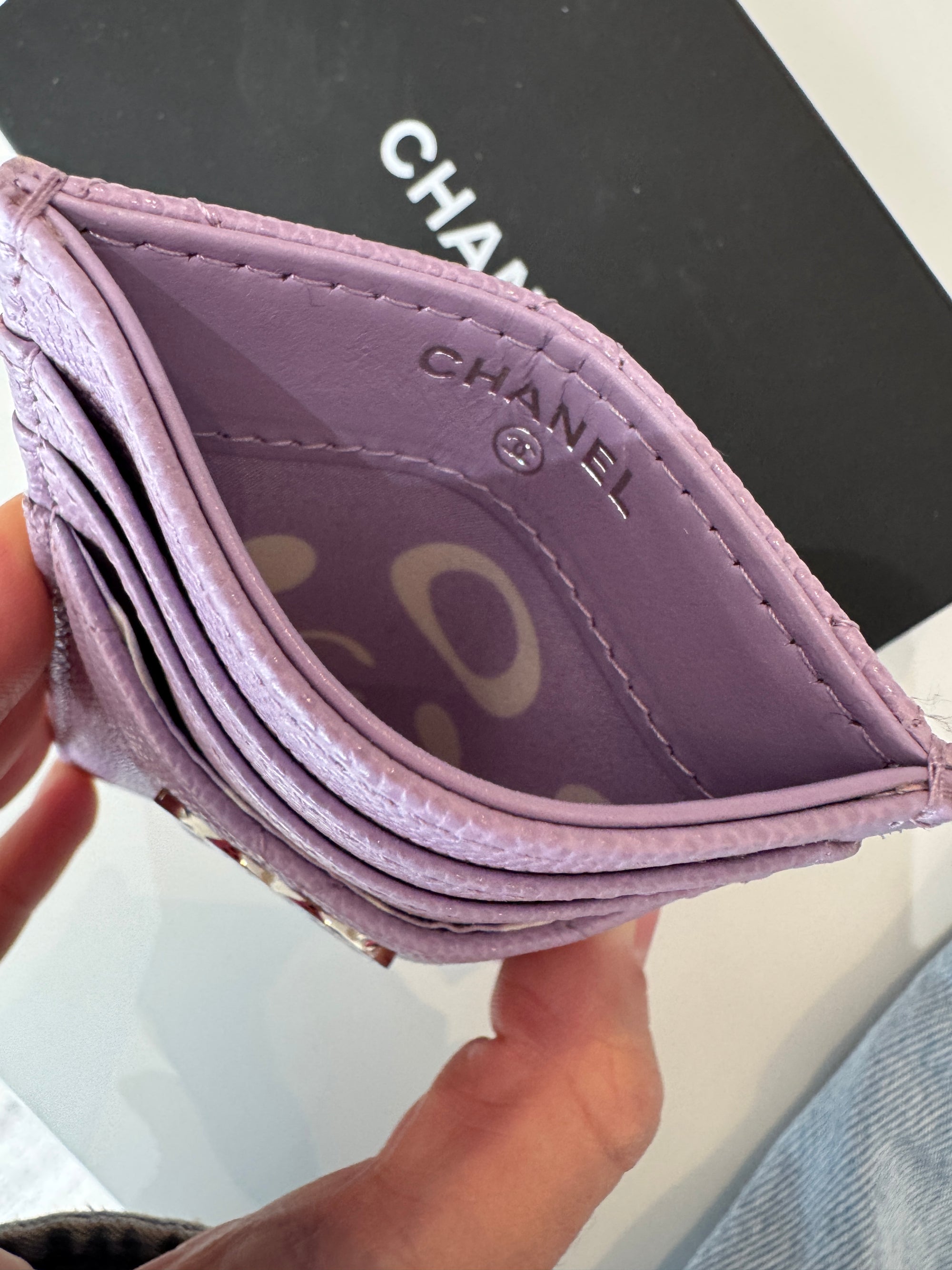 Chanel Caviar CC Coco Chanel Text Logo Wallet Purple