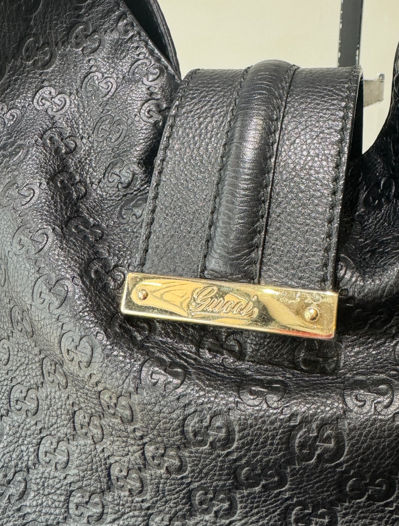 Gucci Guccissima Black Leather Hobo Black