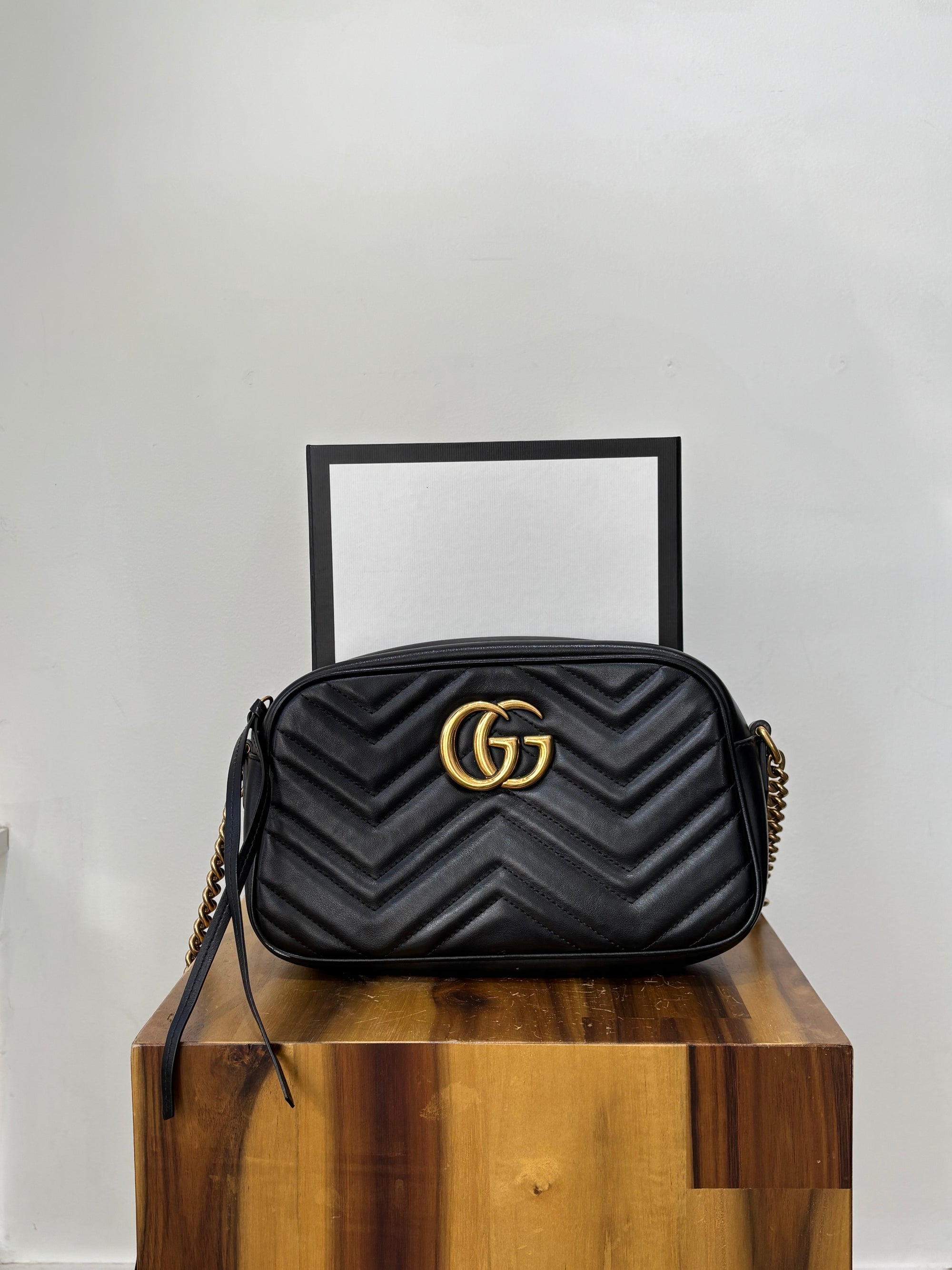 Gucci GG Marmont Small Matelassé, gold hardware, Black