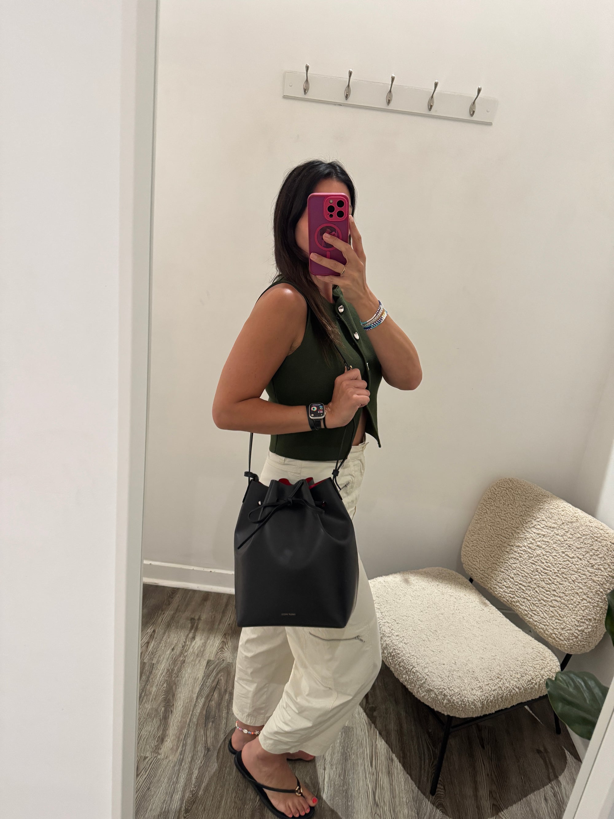 Mansur Gavriel Large Bucket Bag Black/Red