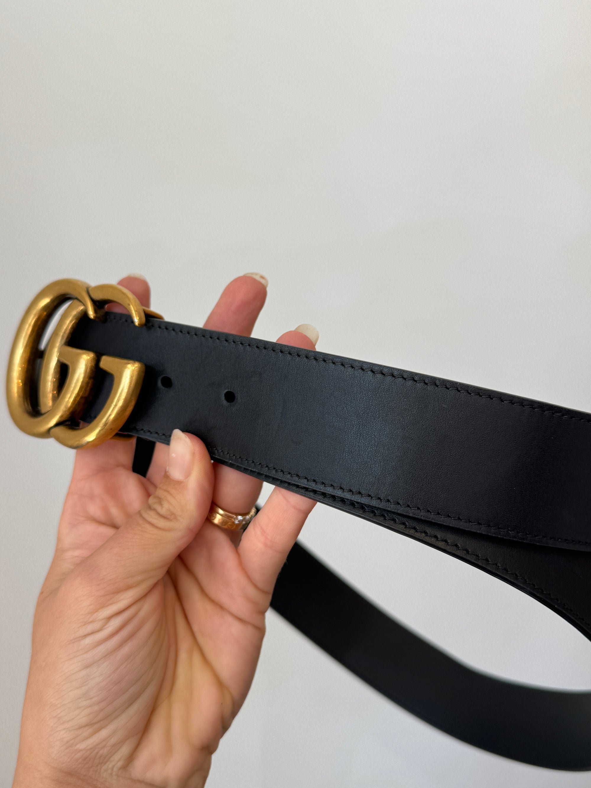 Gucci Belt GG Marmont Black/Gold, 90/36