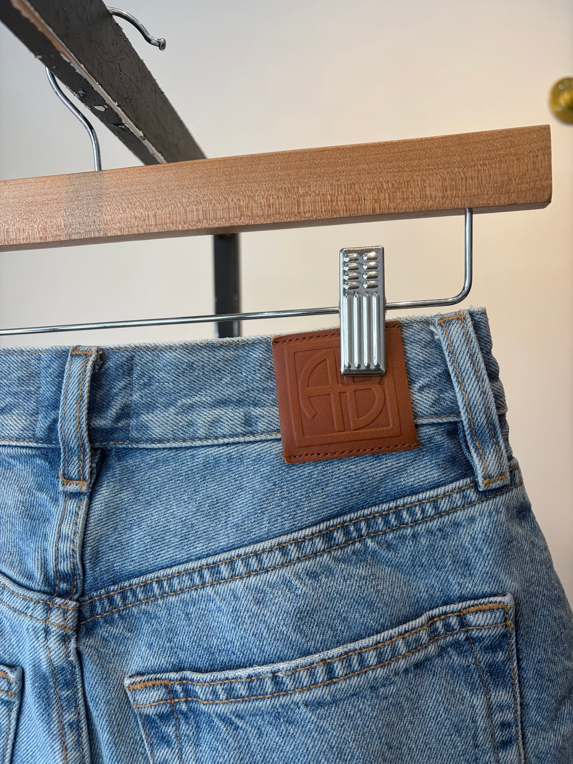 Anine Bing rolled hem denim shorts, Blue, 24