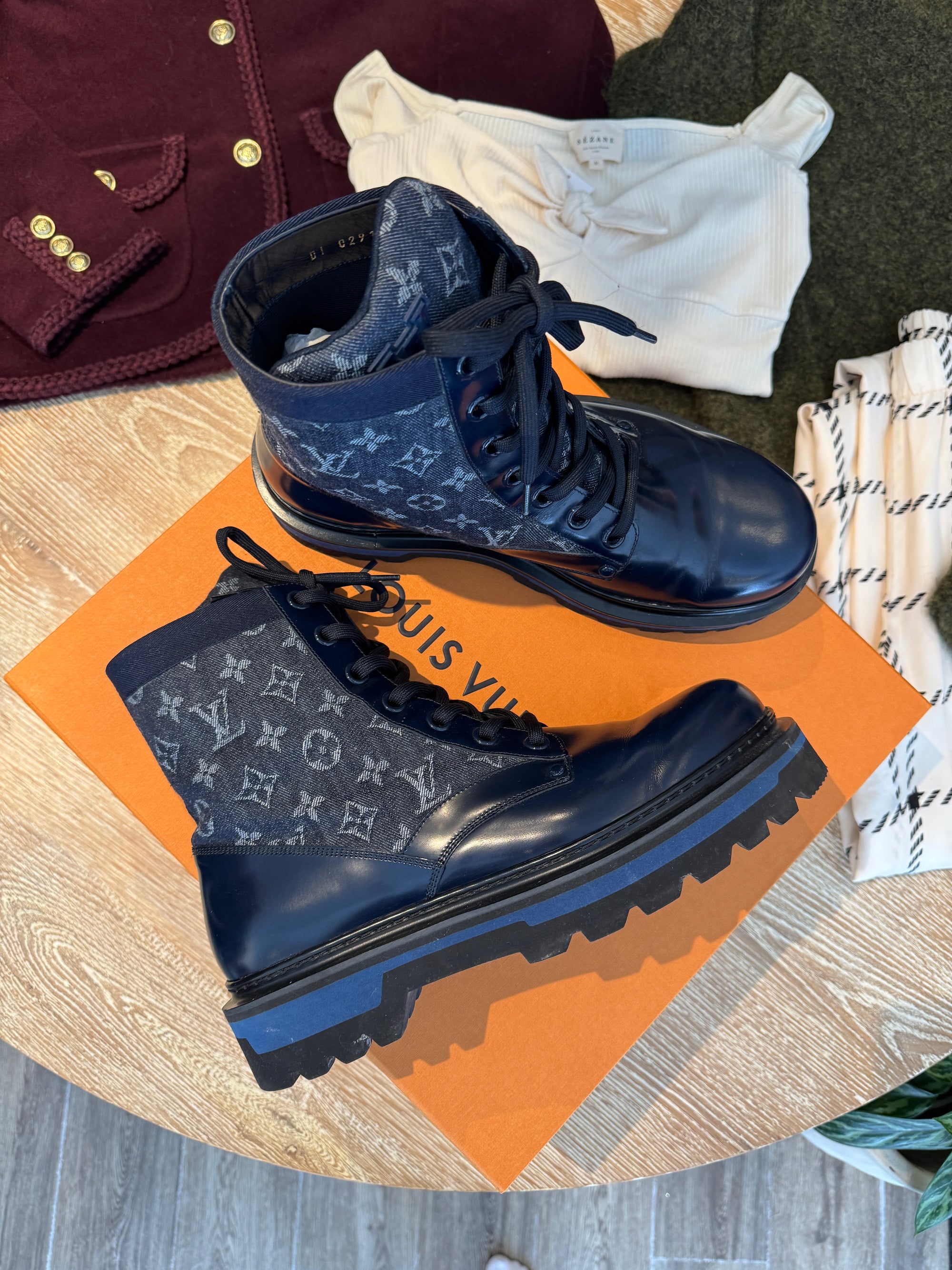 Louis Vuitton Ranger Boots, Navy, 9.5