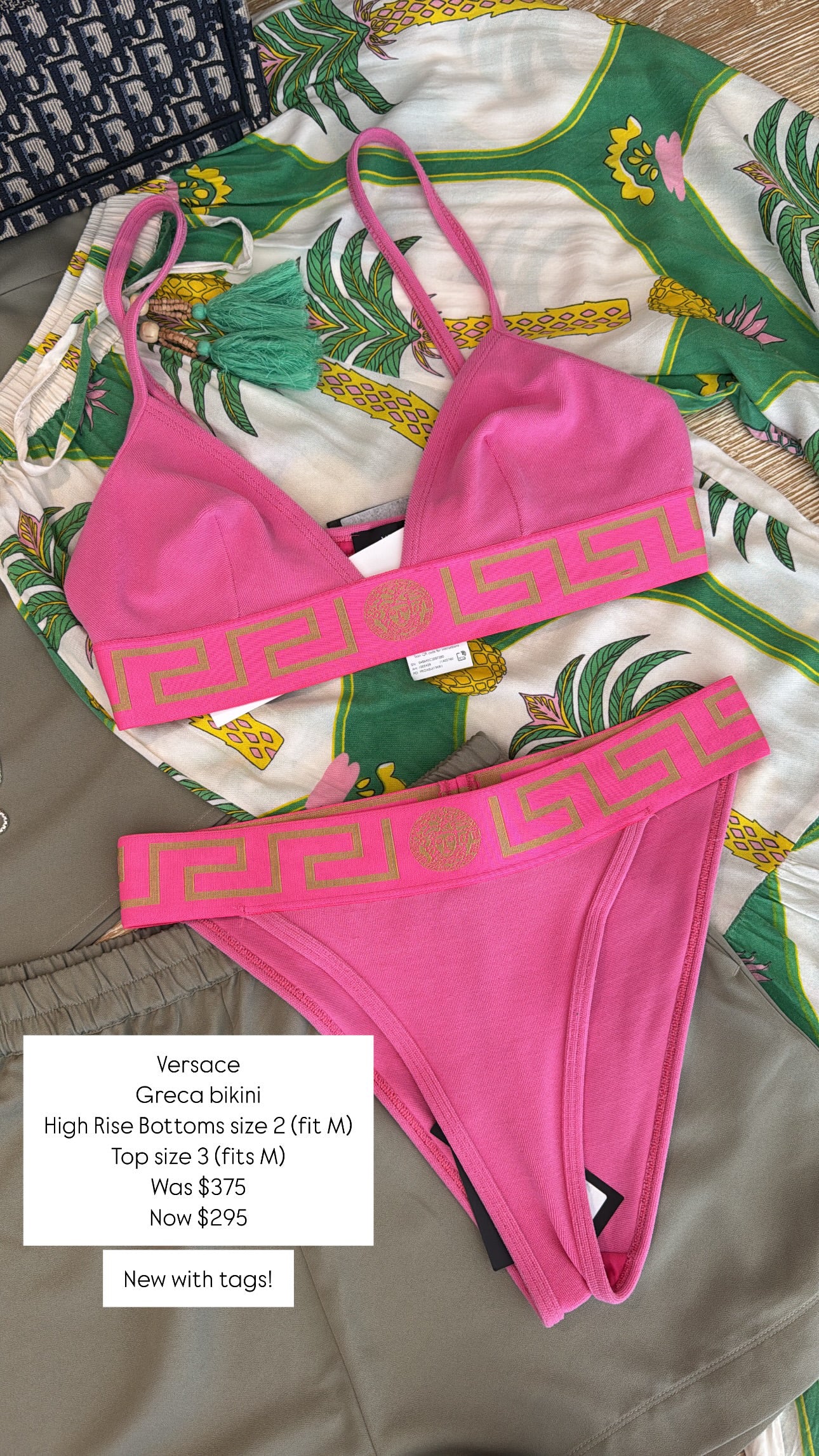 Versace Greca Pink Bikini, Size 2/3