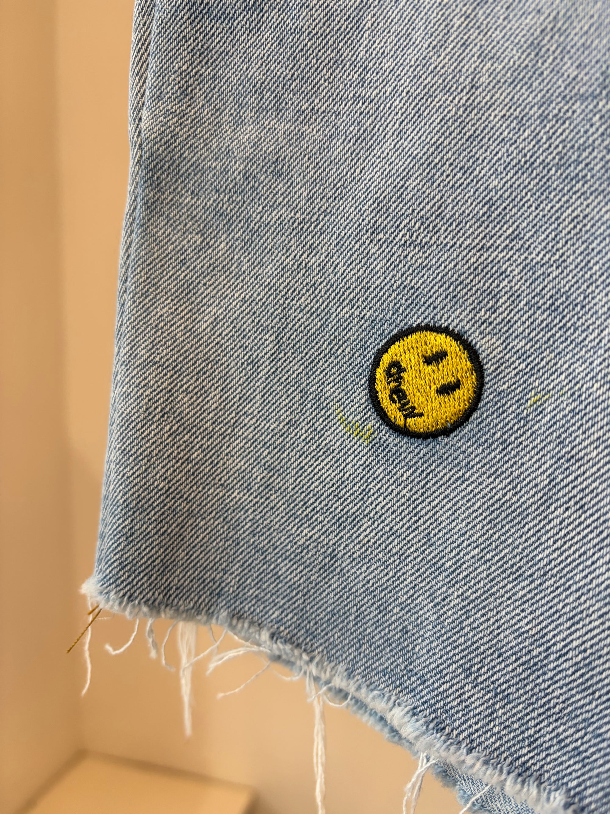 Drew House Blue/printed Denim shorts, 32