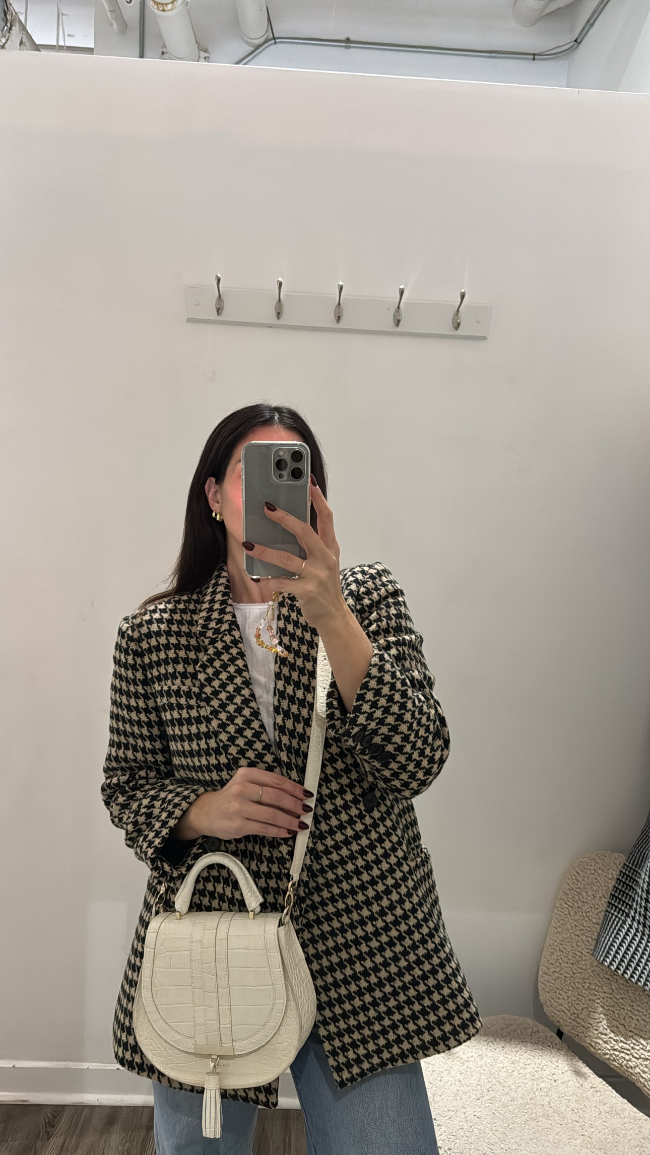 DeMellier Croc Effect Mini Venice Saddlebag, Cream