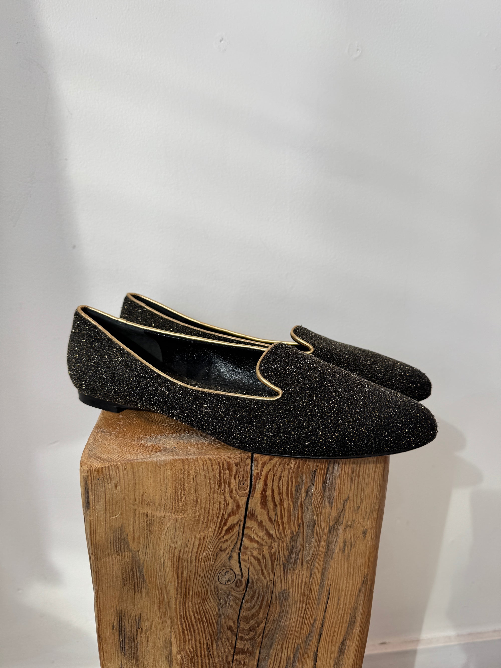 Alexander McQueen Glitter Smoking Slipper, 38