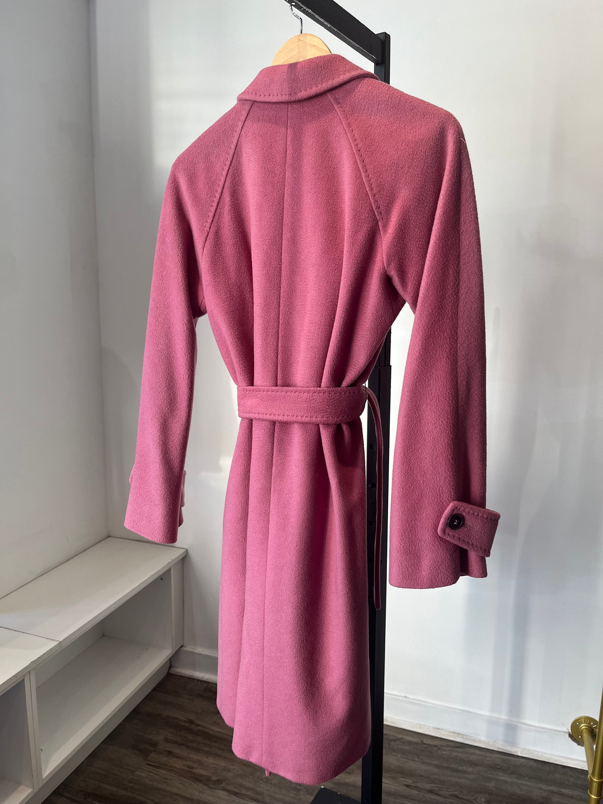 MaxMara Belted Midi Coat, Pink, 8
