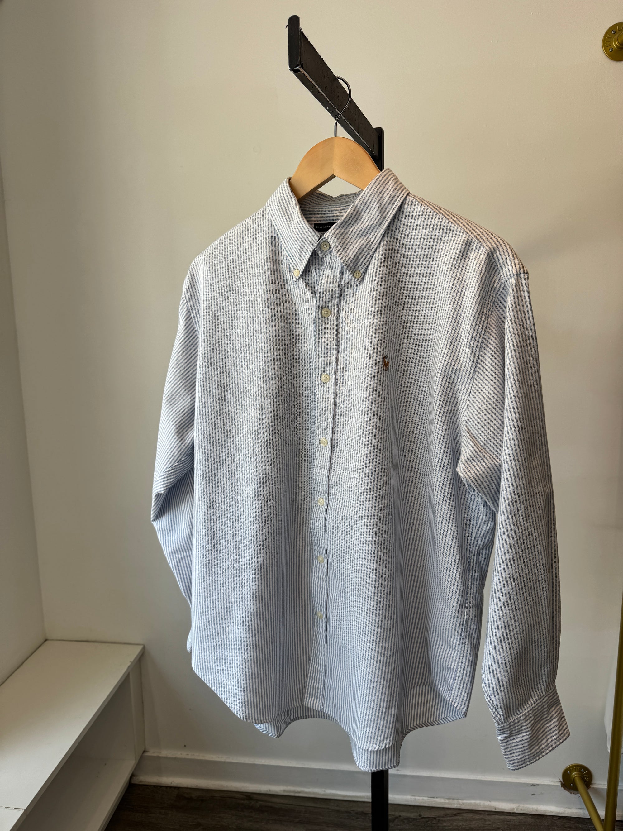 Ralph Lauren Sport Vintage striped oxford shirt, White and Blue, 14