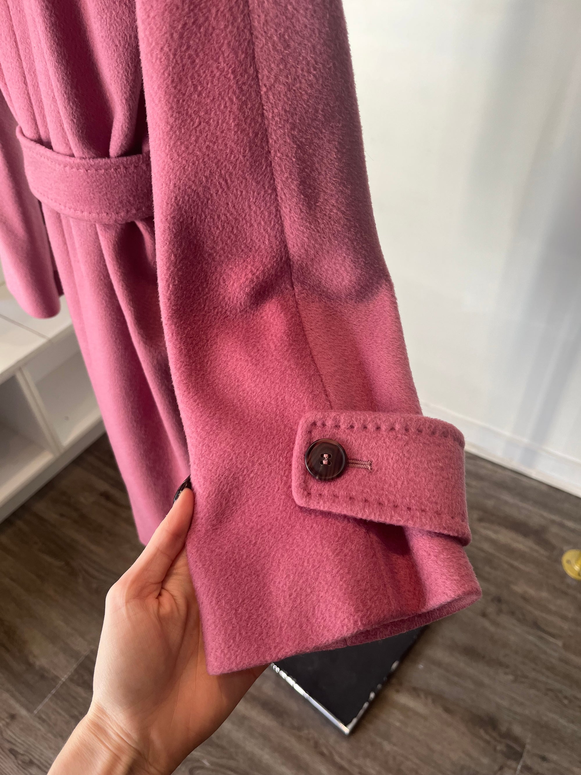 MaxMara Belted Midi Coat, Pink, 8