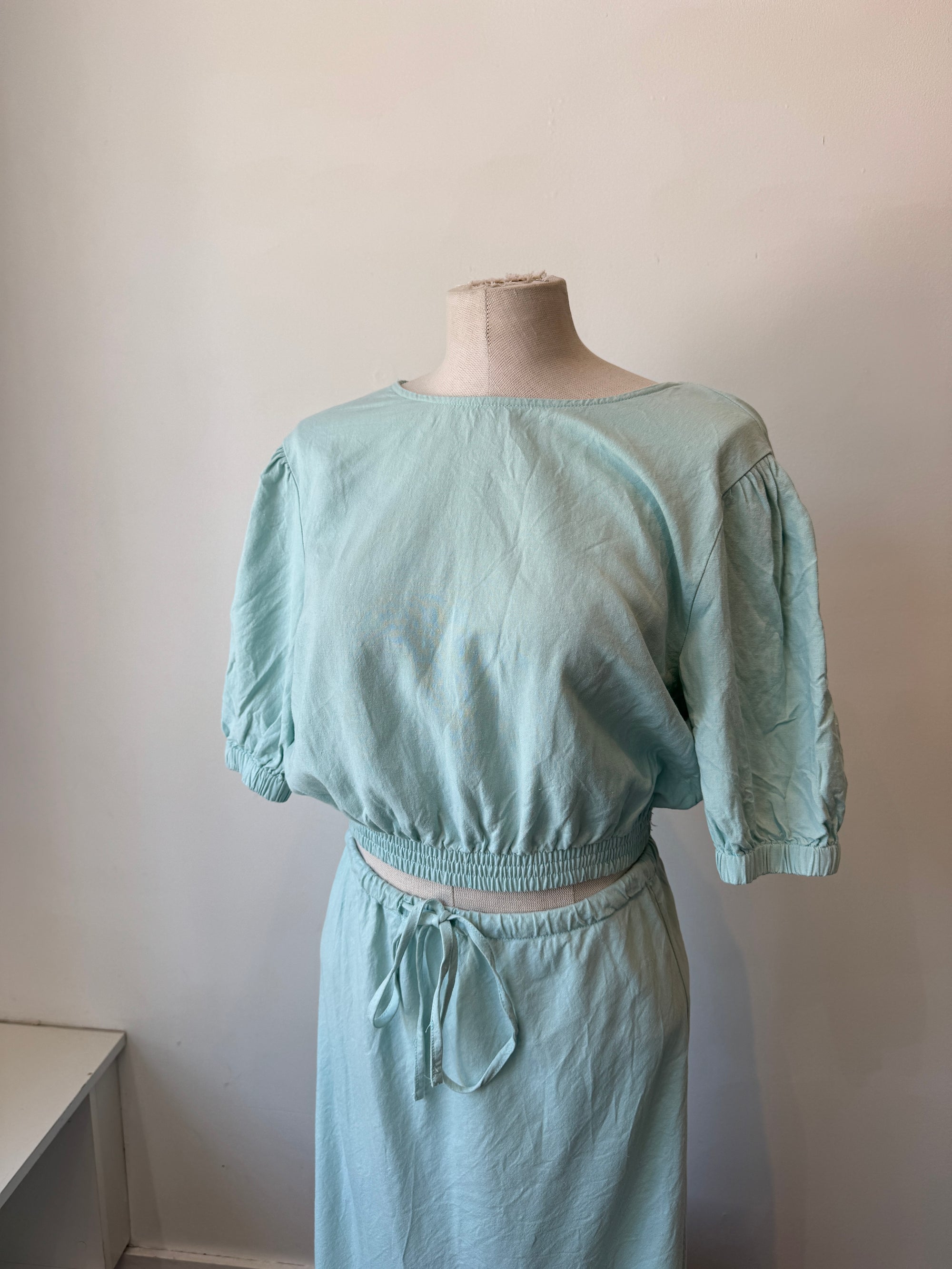 Rhythm Linen Skirt Set Blue, size 8