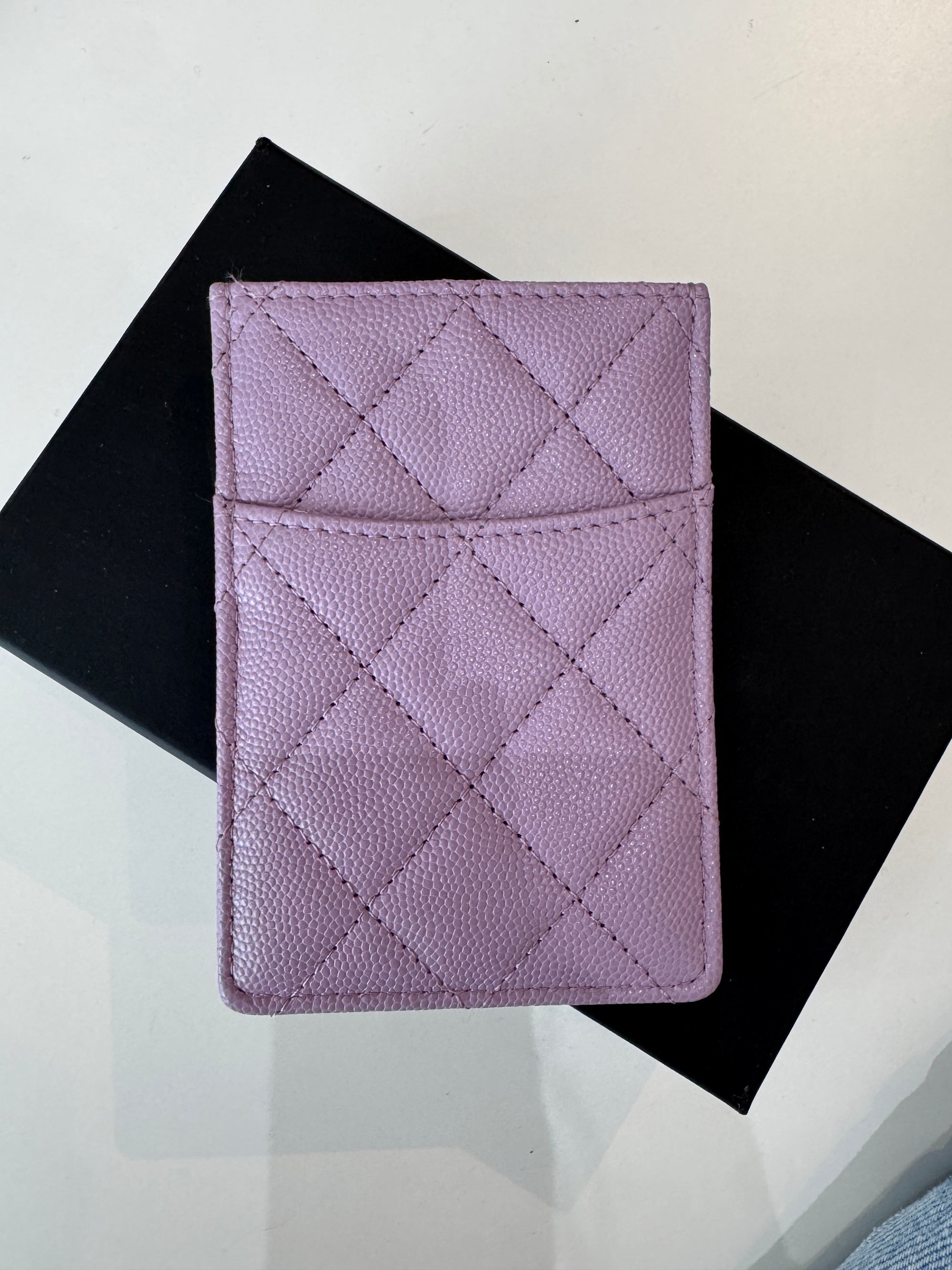 Chanel Caviar CC Coco Chanel Text Logo Wallet Purple