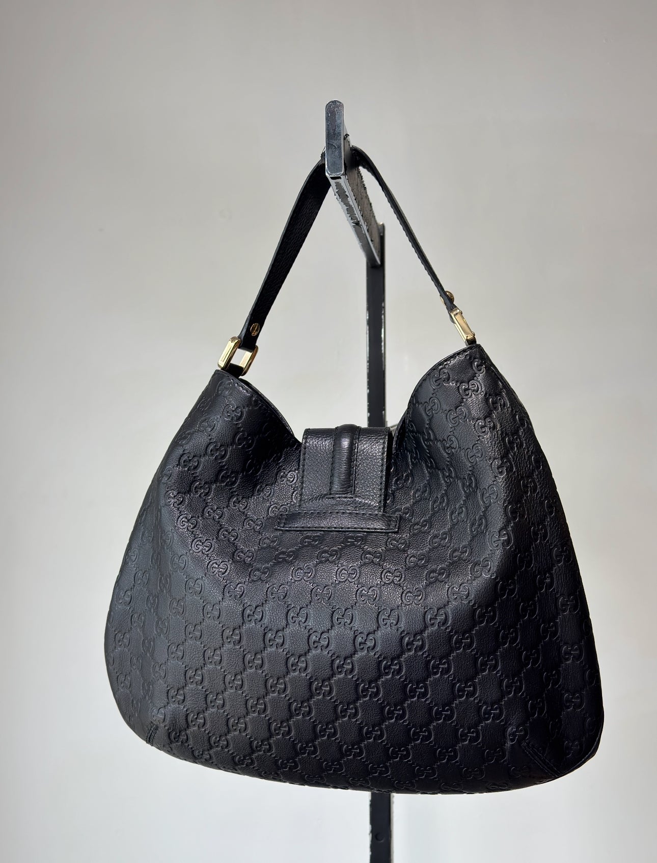 Gucci Guccissima Black Leather Hobo Black