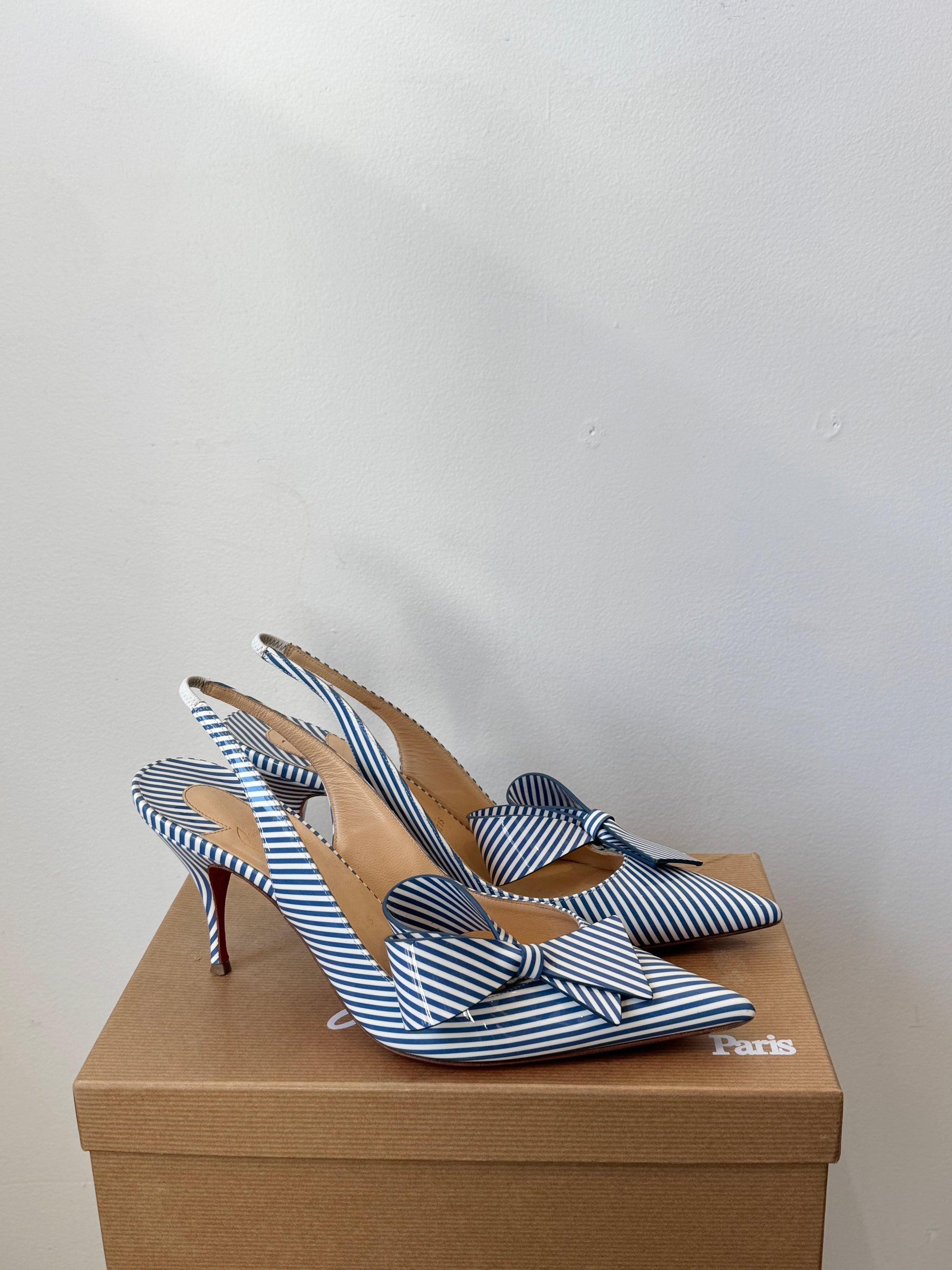 Christian Louboutin Clare Nodo 80 Pumps,  Blue White, 38