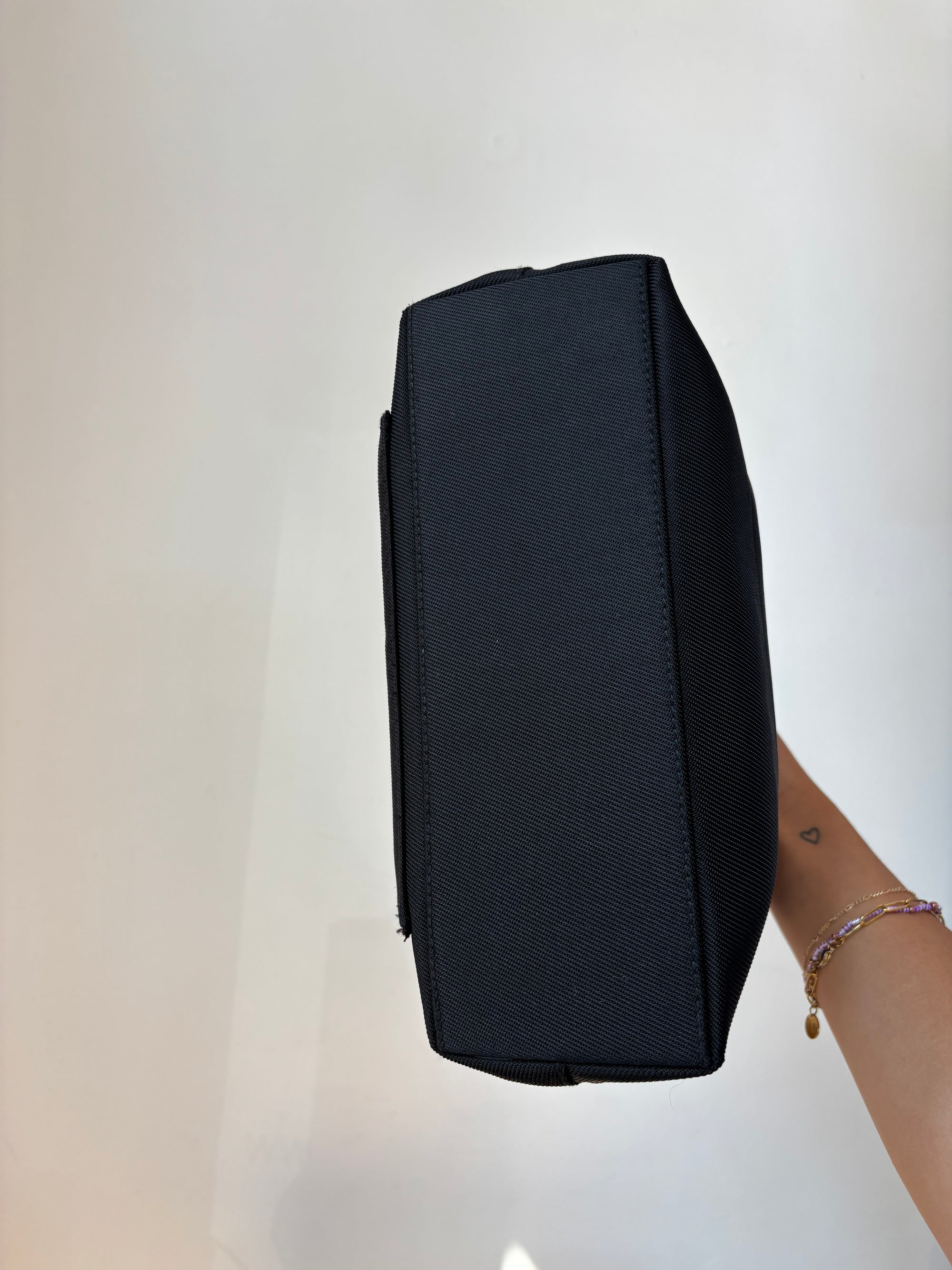 Gucci Black Nylon Bamboo Top Handle Handbag