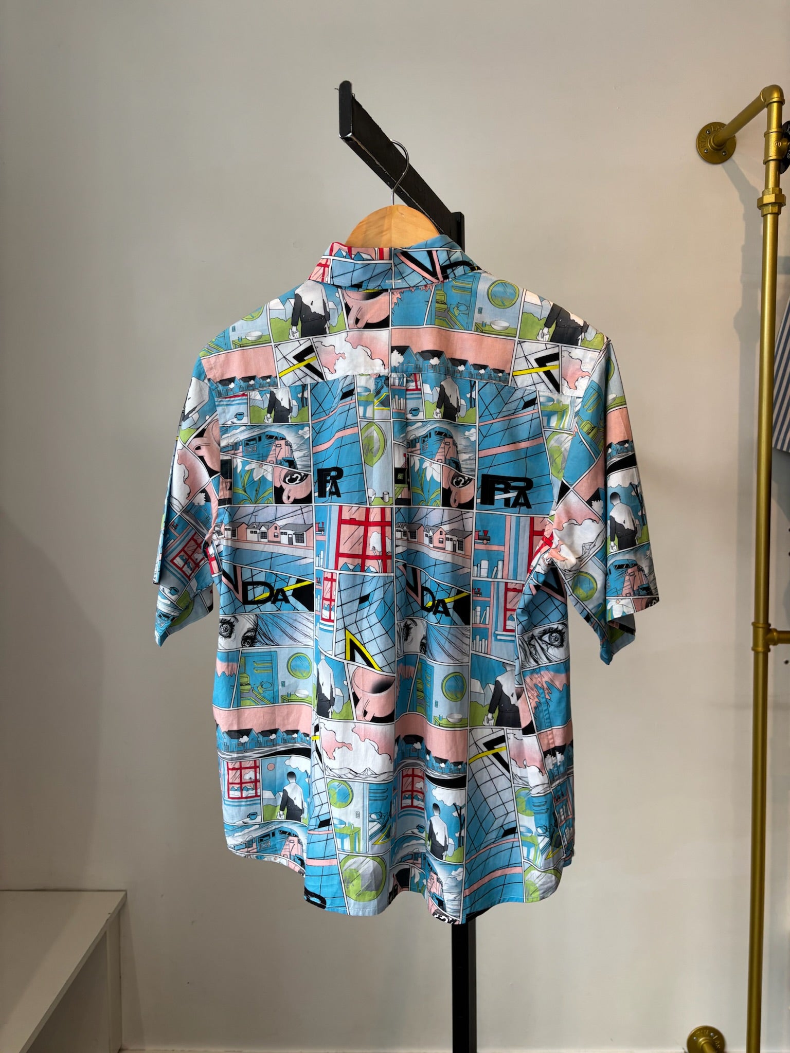 Prada short sleeve graphic top, Blue, Medium