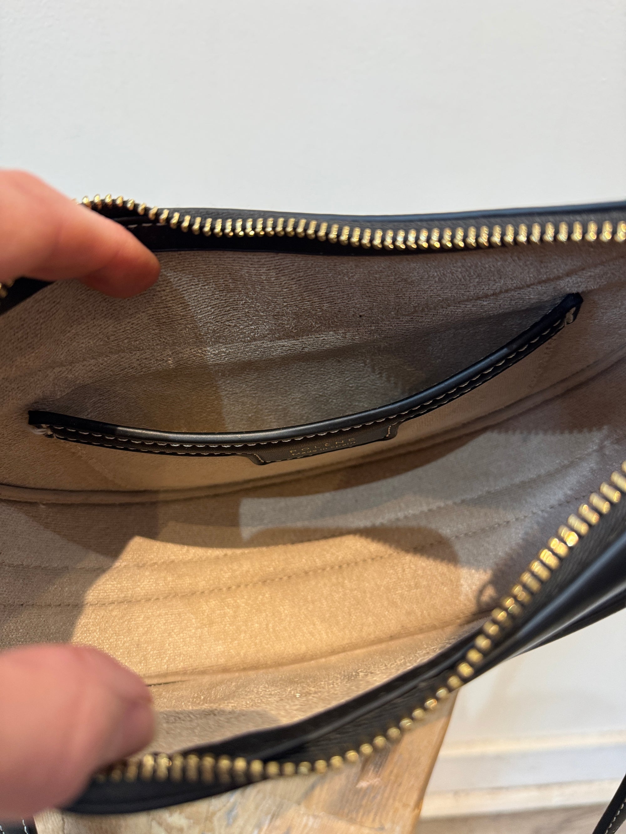 Polène Numéro Dix Smooth Leather Shoulder Bag,  Black