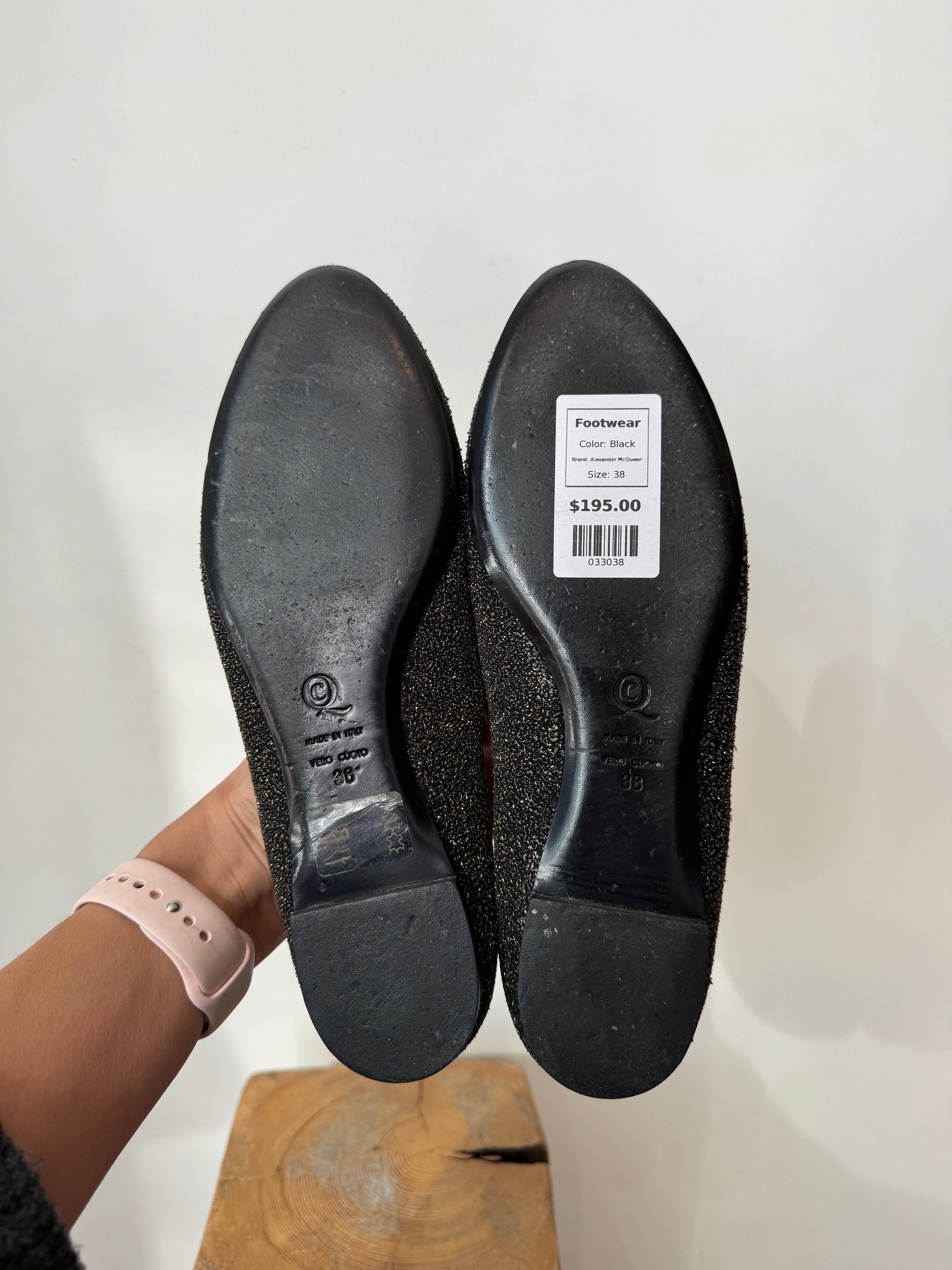 Alexander McQueen Glitter Smoking Slipper, 38